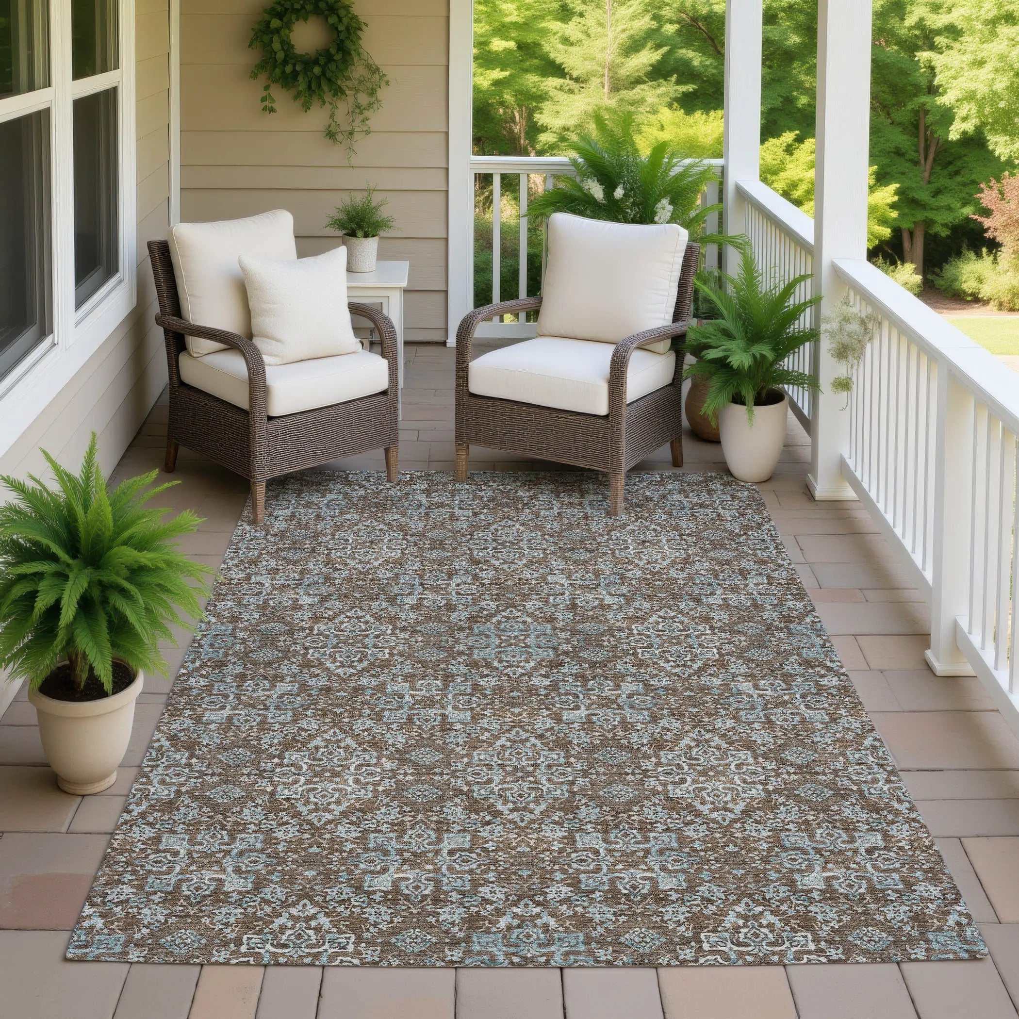 3' X 5' Chocolate And Pearl Oriental Washable Indoor Outdoor Area Rug Homeroots Outdoor