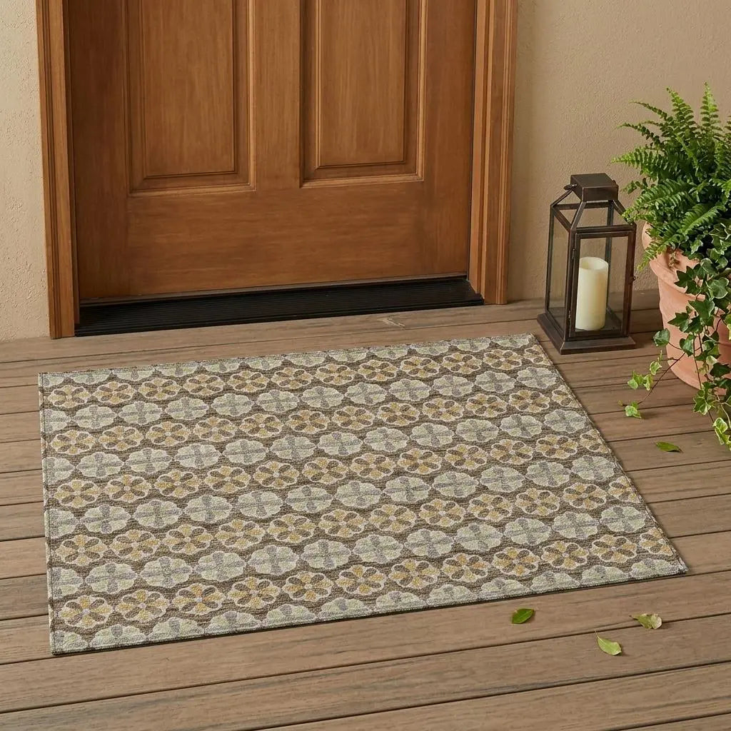 3' X 5' Chocolate And Purple Striped Washable Indoor Outdoor Area Rug Homeroots Outdoor