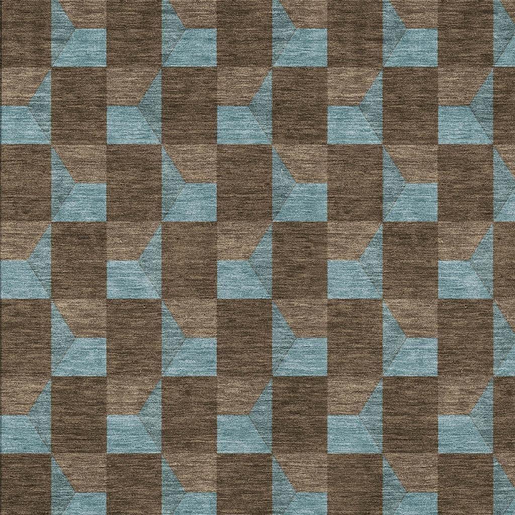 3' X 5' Chocolate And Silver Geometric Washable Indoor Outdoor Area Rug Homeroots Outdoor