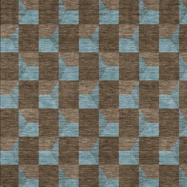 3' X 5' Chocolate And Silver Geometric Washable Indoor Outdoor Area Rug Homeroots Outdoor