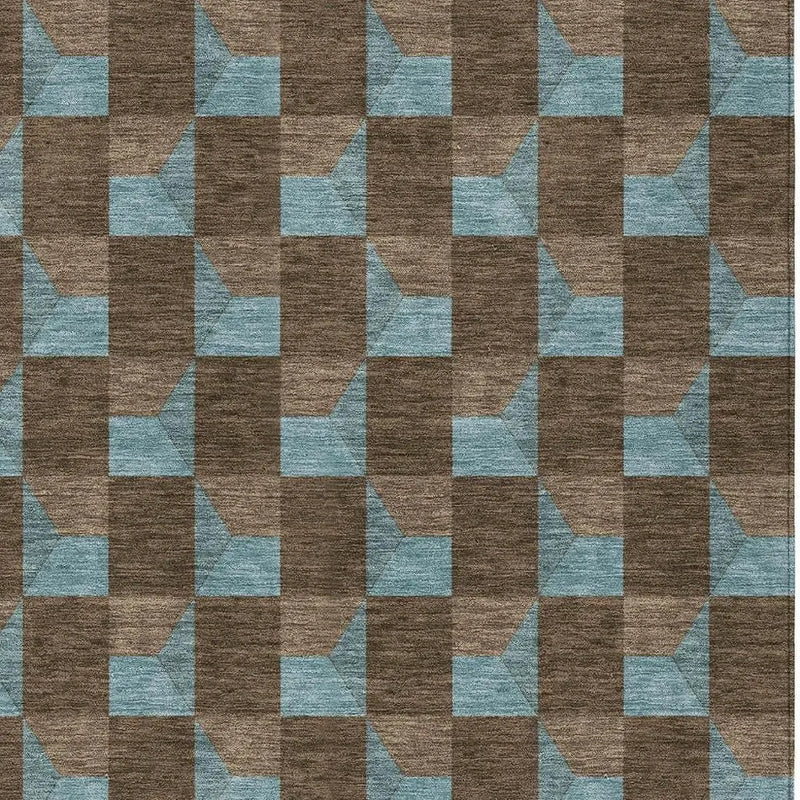 3' X 5' Chocolate And Silver Geometric Washable Indoor Outdoor Area Rug Homeroots Outdoor