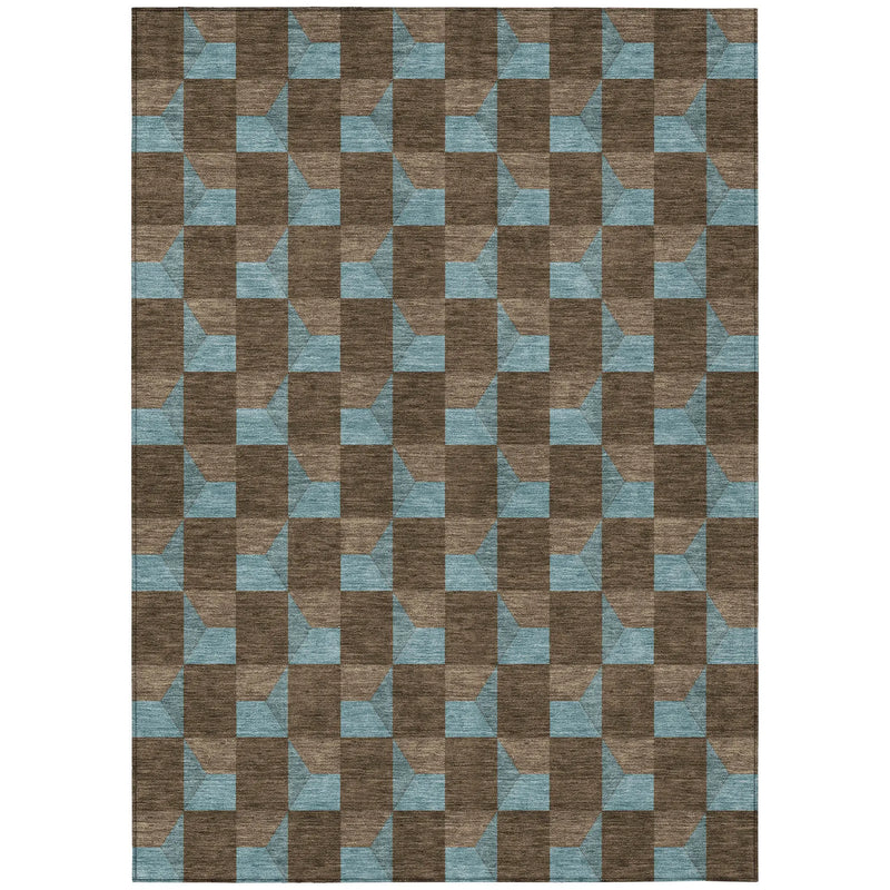 3' X 5' Chocolate And Silver Geometric Washable Indoor Outdoor Area Rug Homeroots Outdoor