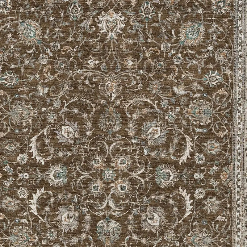 3' X 5' Chocolate And Taupe Botanical Leaves Washable Indoor Outdoor Area Rug Homeroots Outdoor