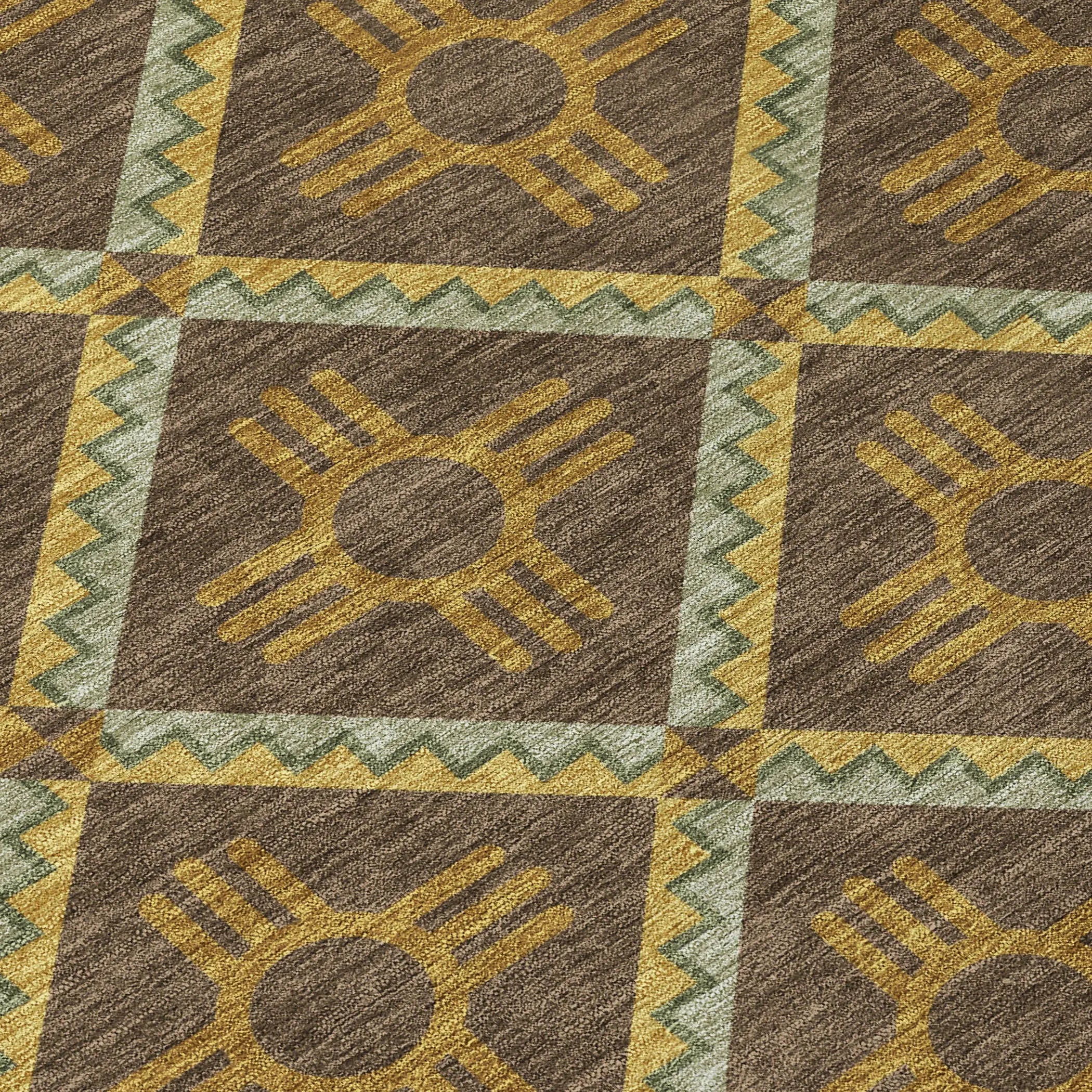 3' X 5' Chocolate And Taupe Geometric Washable Indoor Outdoor Area Rug Homeroots Outdoor
