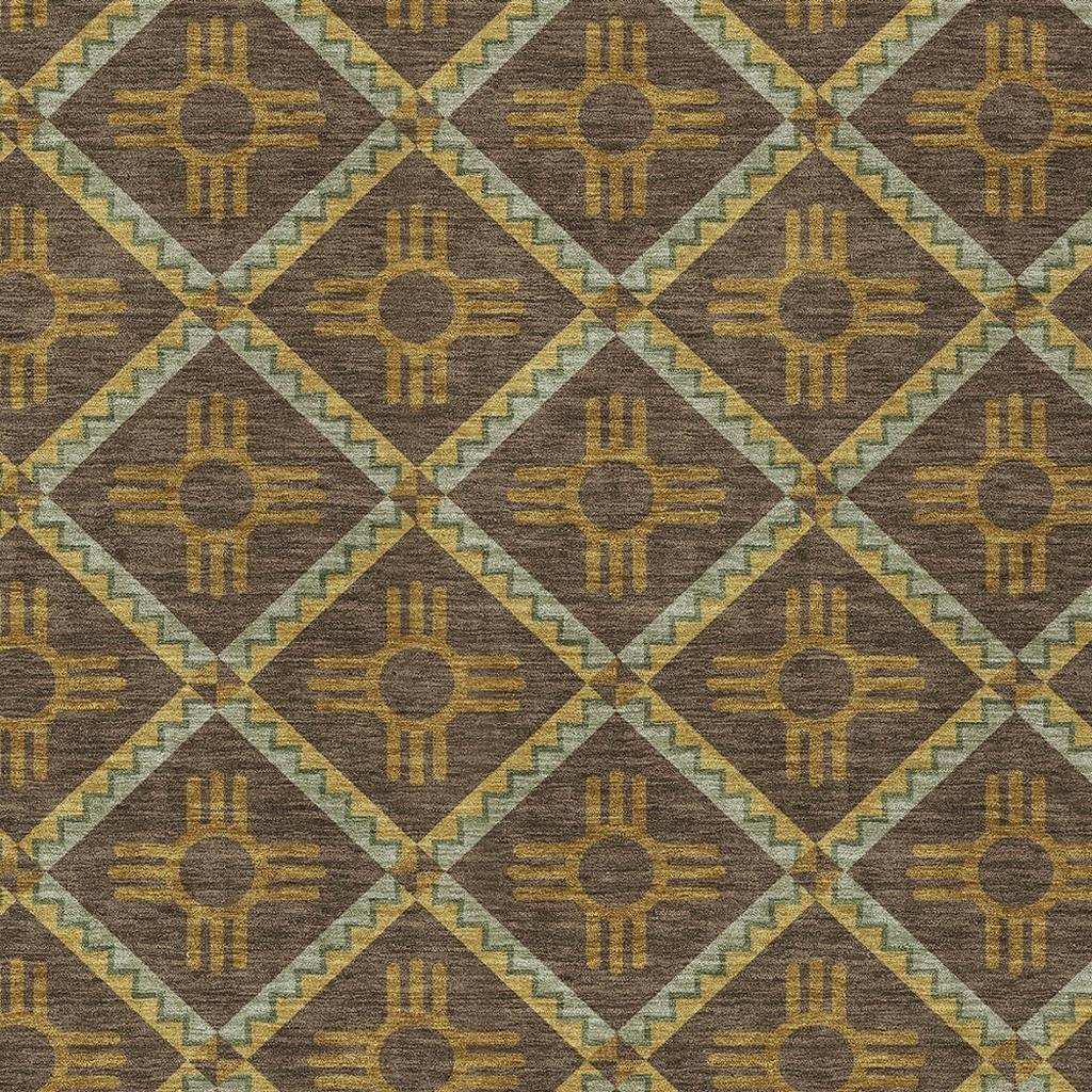 3' X 5' Chocolate And Taupe Geometric Washable Indoor Outdoor Area Rug Homeroots Outdoor