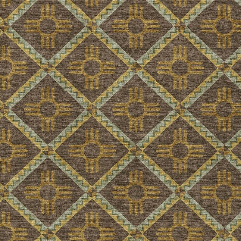 3' X 5' Chocolate And Taupe Geometric Washable Indoor Outdoor Area Rug Homeroots Outdoor
