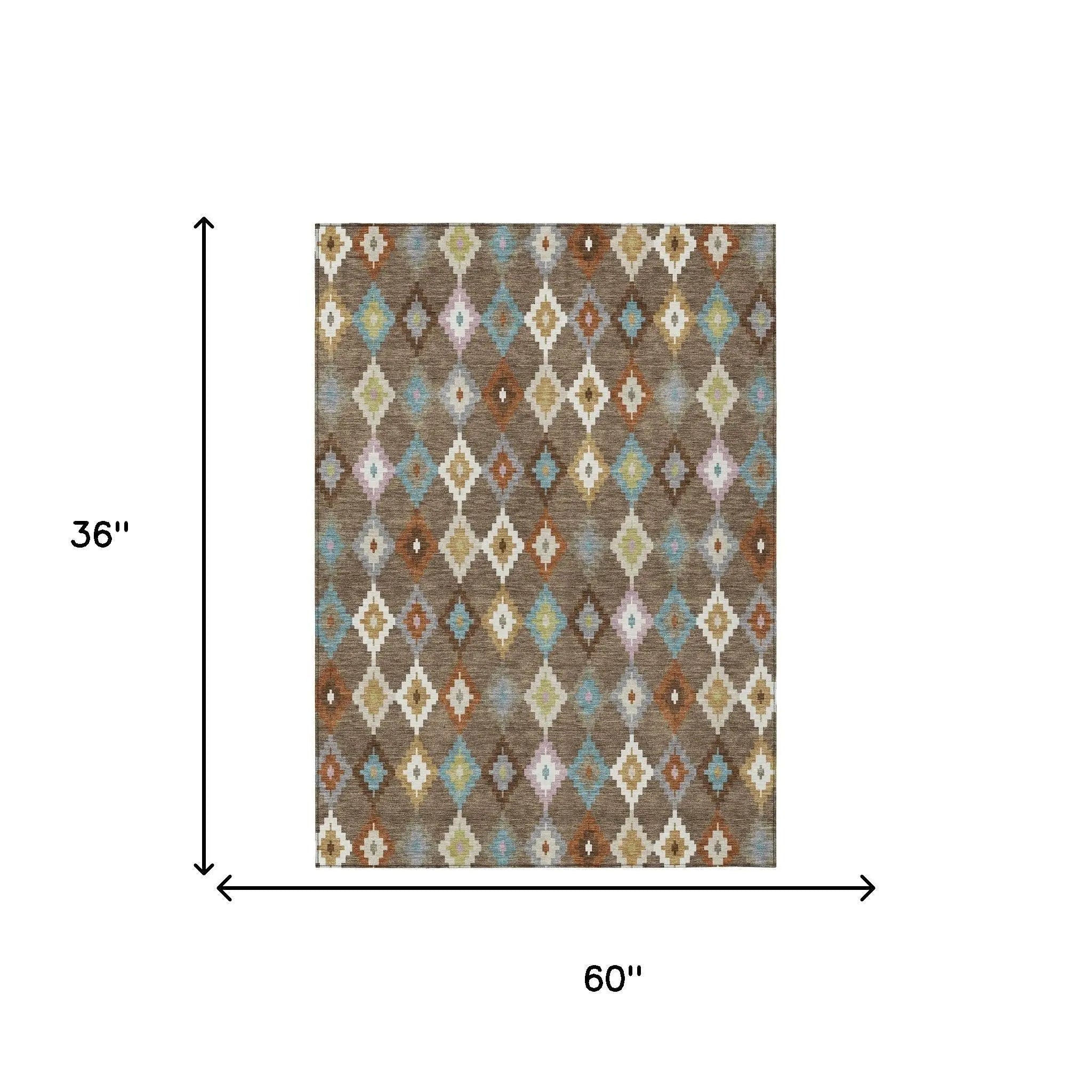 3' X 5' Chocolate And Teal Blue Aztec Washable Indoor Outdoor Area Rug Homeroots Outdoor