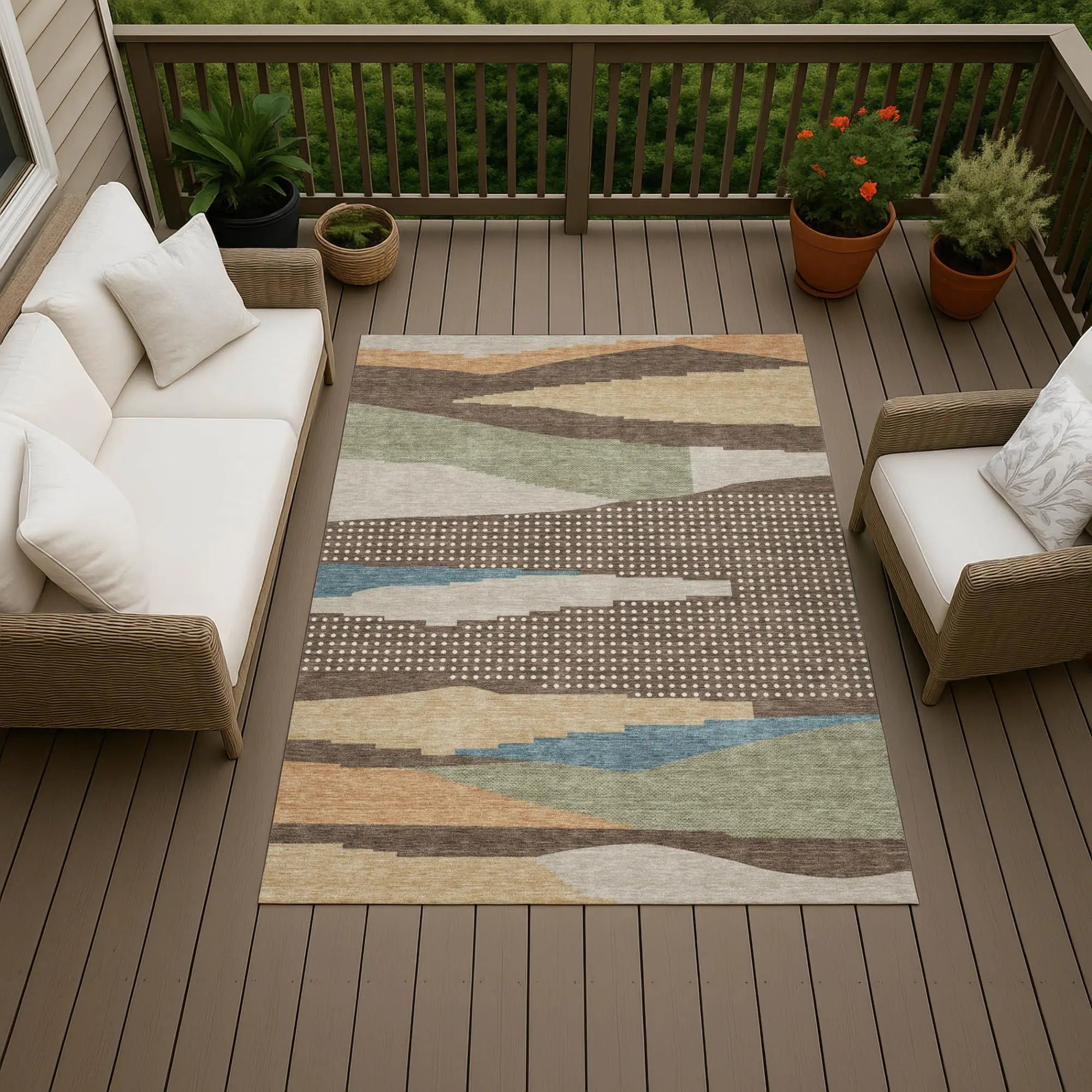 3' X 5' Coffee And Brown Abstract Washable Indoor Outdoor Area Rug Homeroots Outdoor