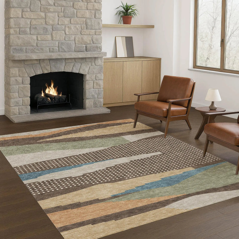 3' X 5' Coffee And Brown Abstract Washable Indoor Outdoor Area Rug Homeroots Outdoor