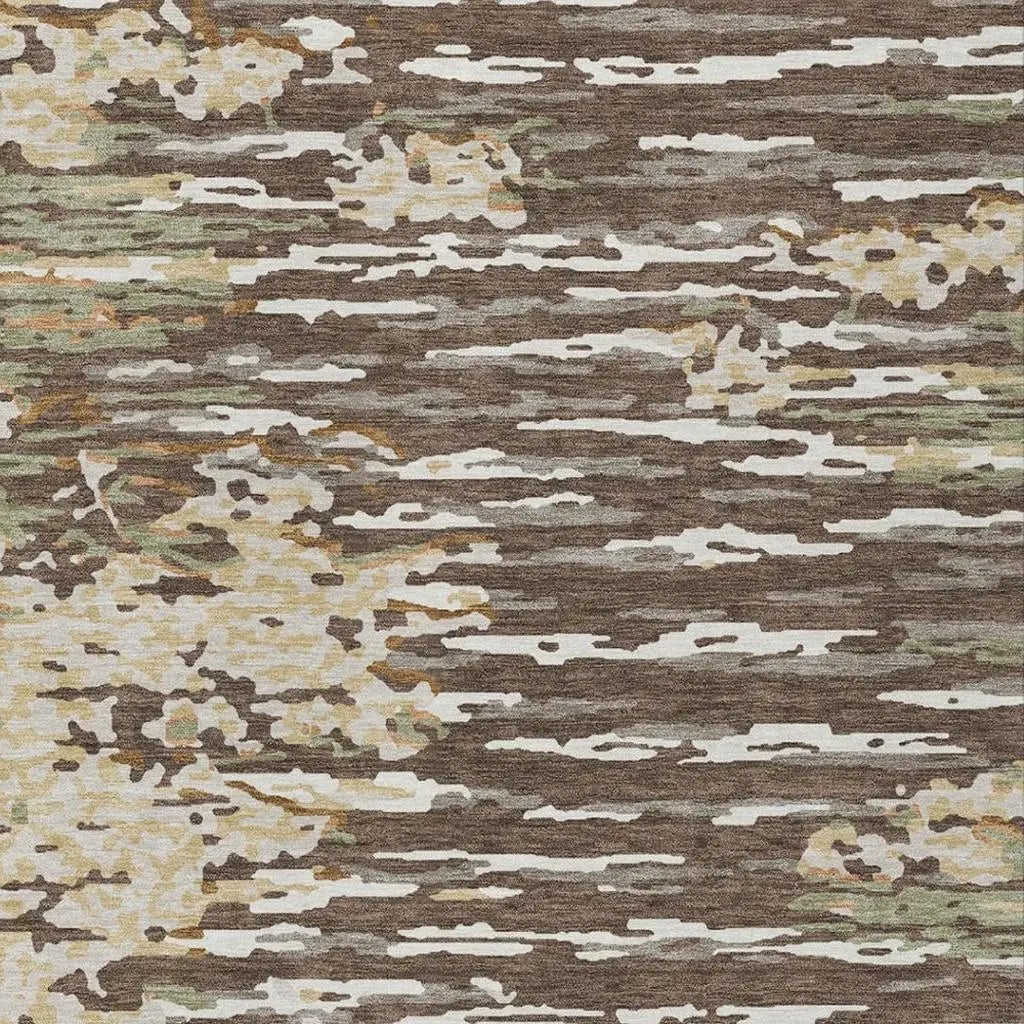 3' X 5' Coffee And Brown Abstract Washable Indoor Outdoor Area Rug Homeroots Outdoor