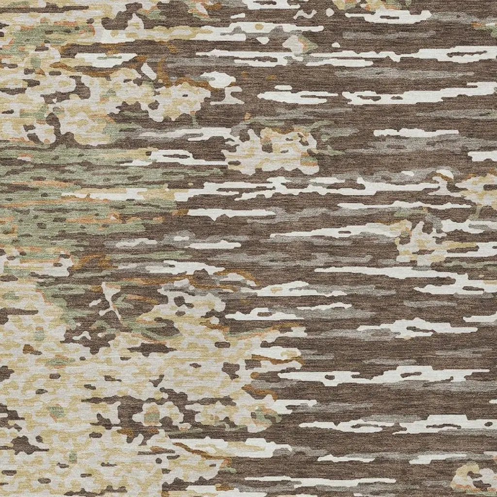 3' X 5' Coffee And Brown Abstract Washable Indoor Outdoor Area Rug Homeroots Outdoor