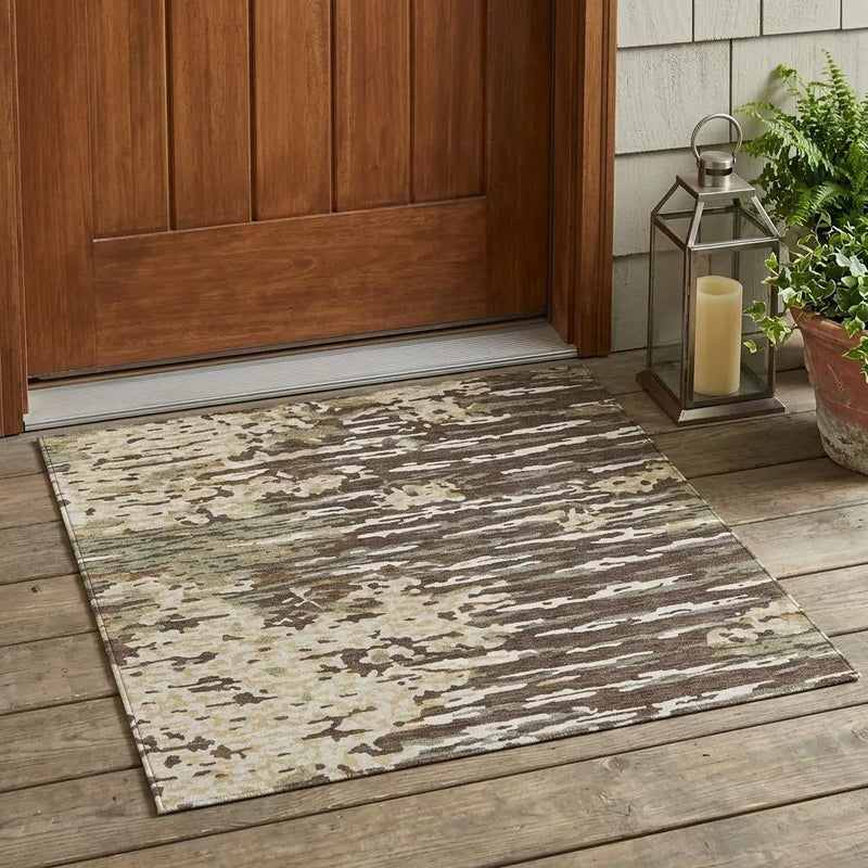 3' X 5' Coffee And Brown Abstract Washable Indoor Outdoor Area Rug Homeroots Outdoor