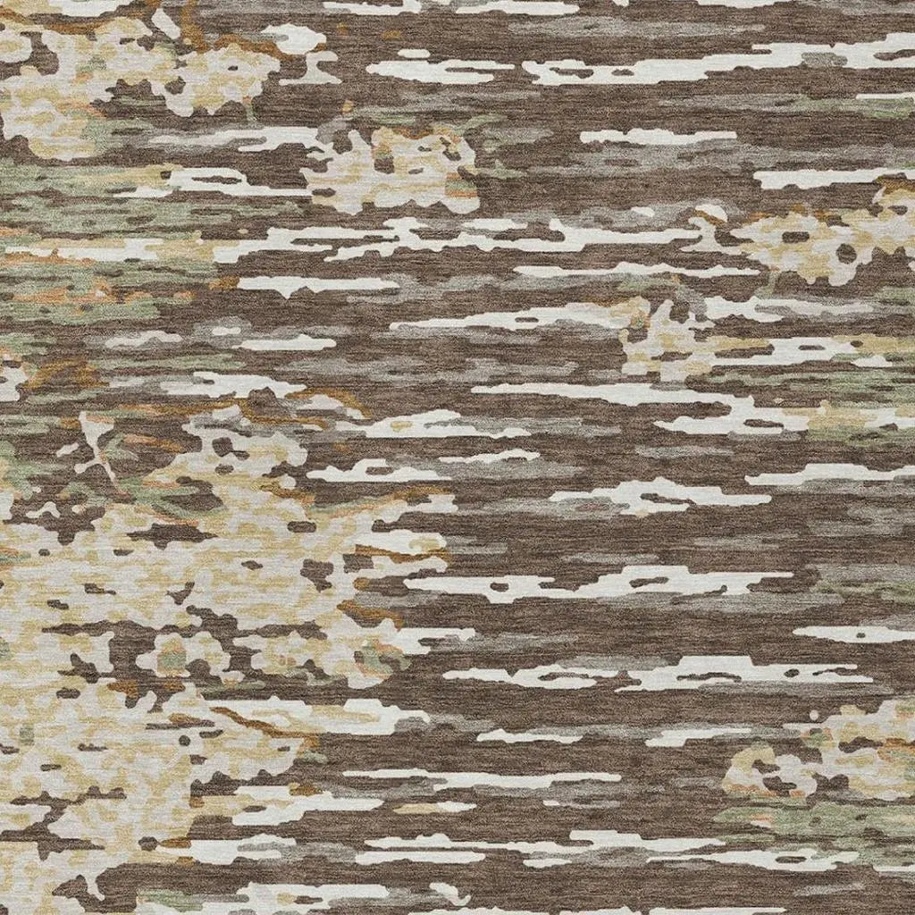 3' X 5' Coffee And Brown Abstract Washable Indoor Outdoor Area Rug Homeroots Outdoor