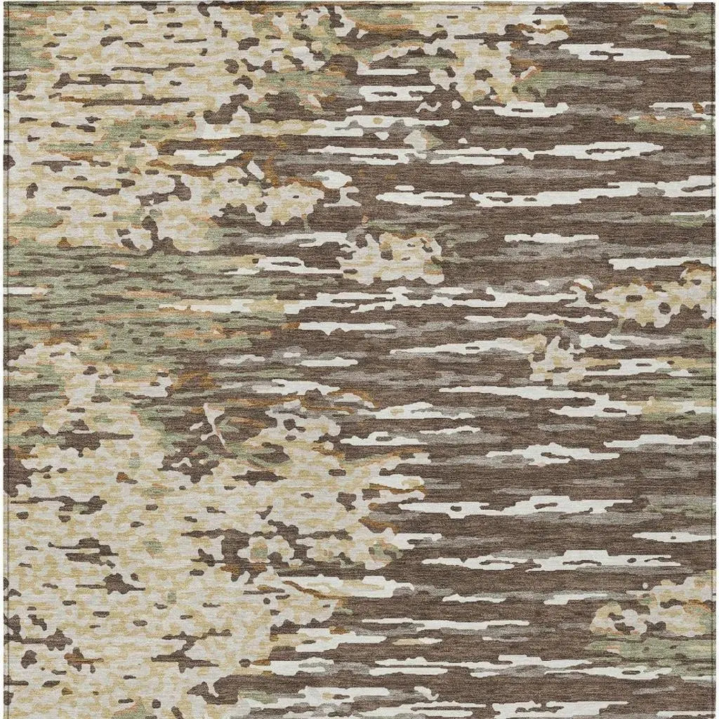 3' X 5' Coffee And Brown Abstract Washable Indoor Outdoor Area Rug Homeroots Outdoor
