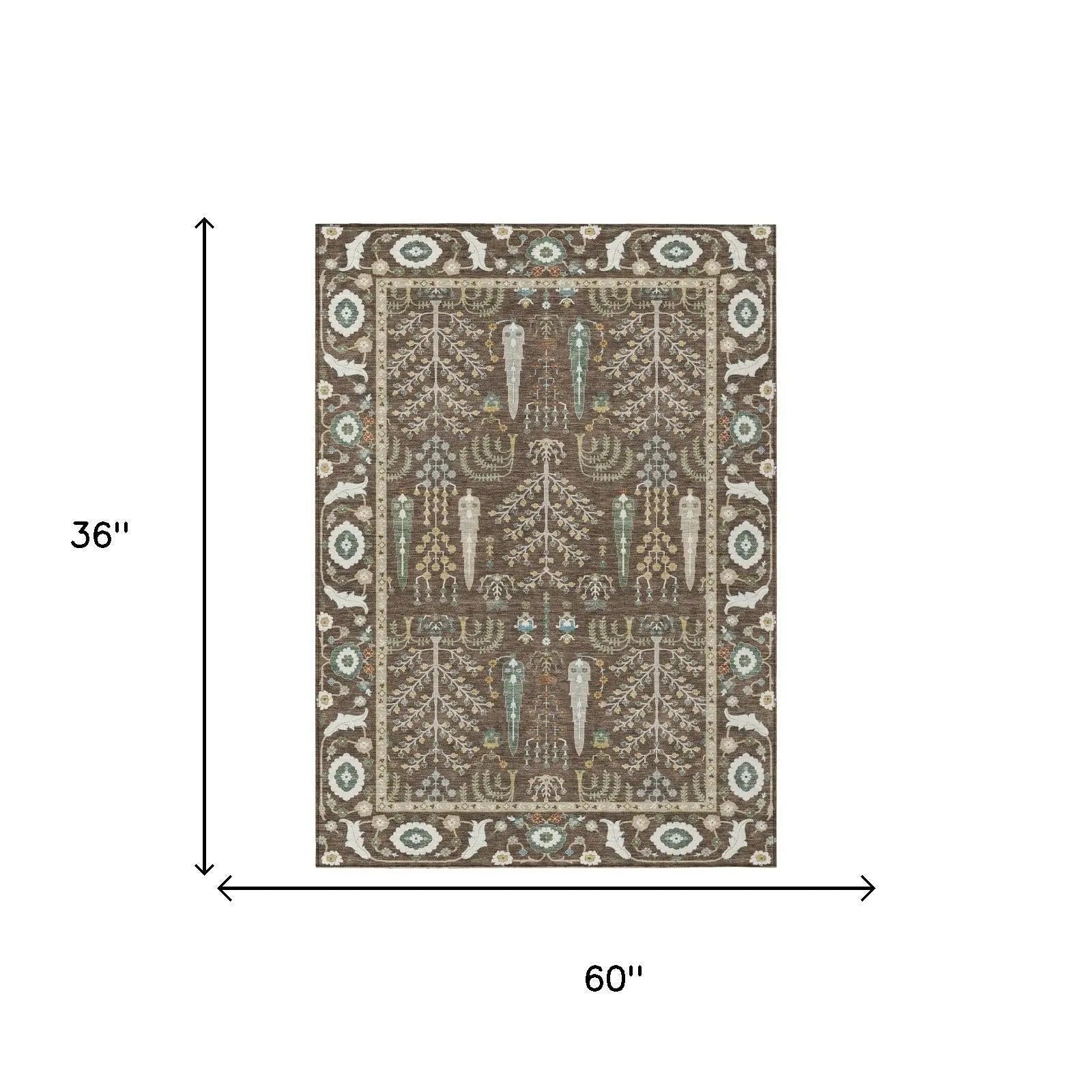 3' X 5' Coffee And Brown Oriental Washable Indoor Outdoor Area Rug Homeroots Outdoor