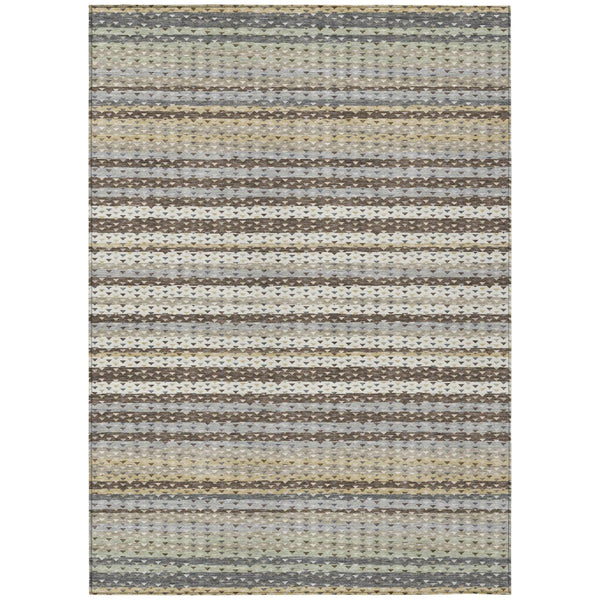 3' X 5' Coffee And Brown Striped Washable Indoor Outdoor Area Rug Homeroots Outdoor