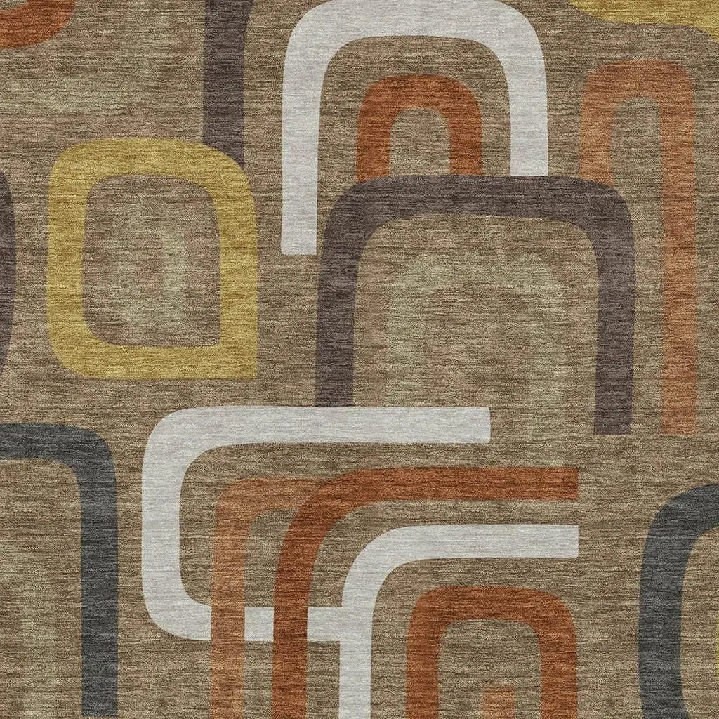 3' X 5' Coffee And Chocolate Geometric Washable Indoor Outdoor Area Rug Homeroots Outdoor