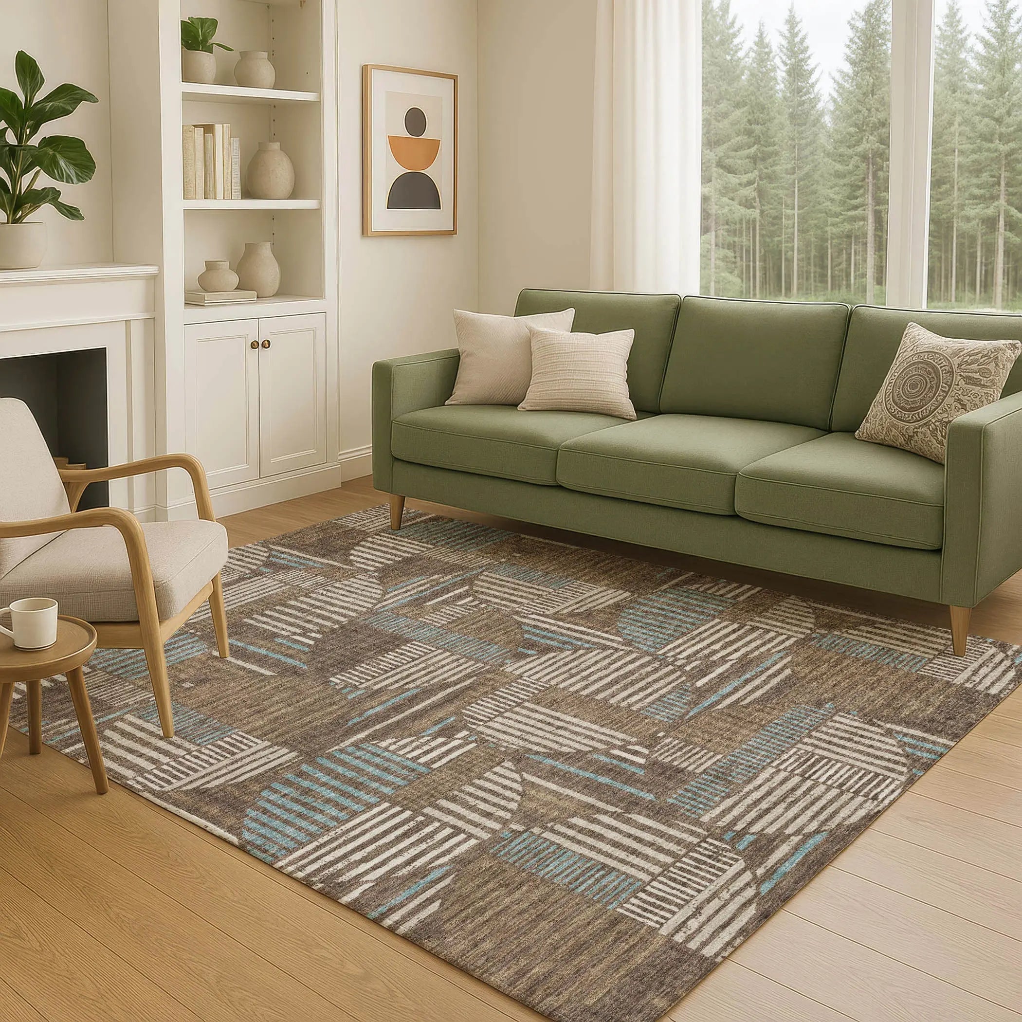 3' X 5' Coffee And Graphite Geometric Washable Indoor Outdoor Area Rug Homeroots Outdoor