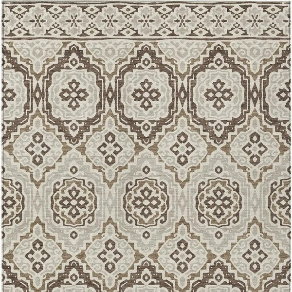3' X 5' Coffee And Gray Tribal Washable Indoor Outdoor Area Rug Homeroots Outdoor