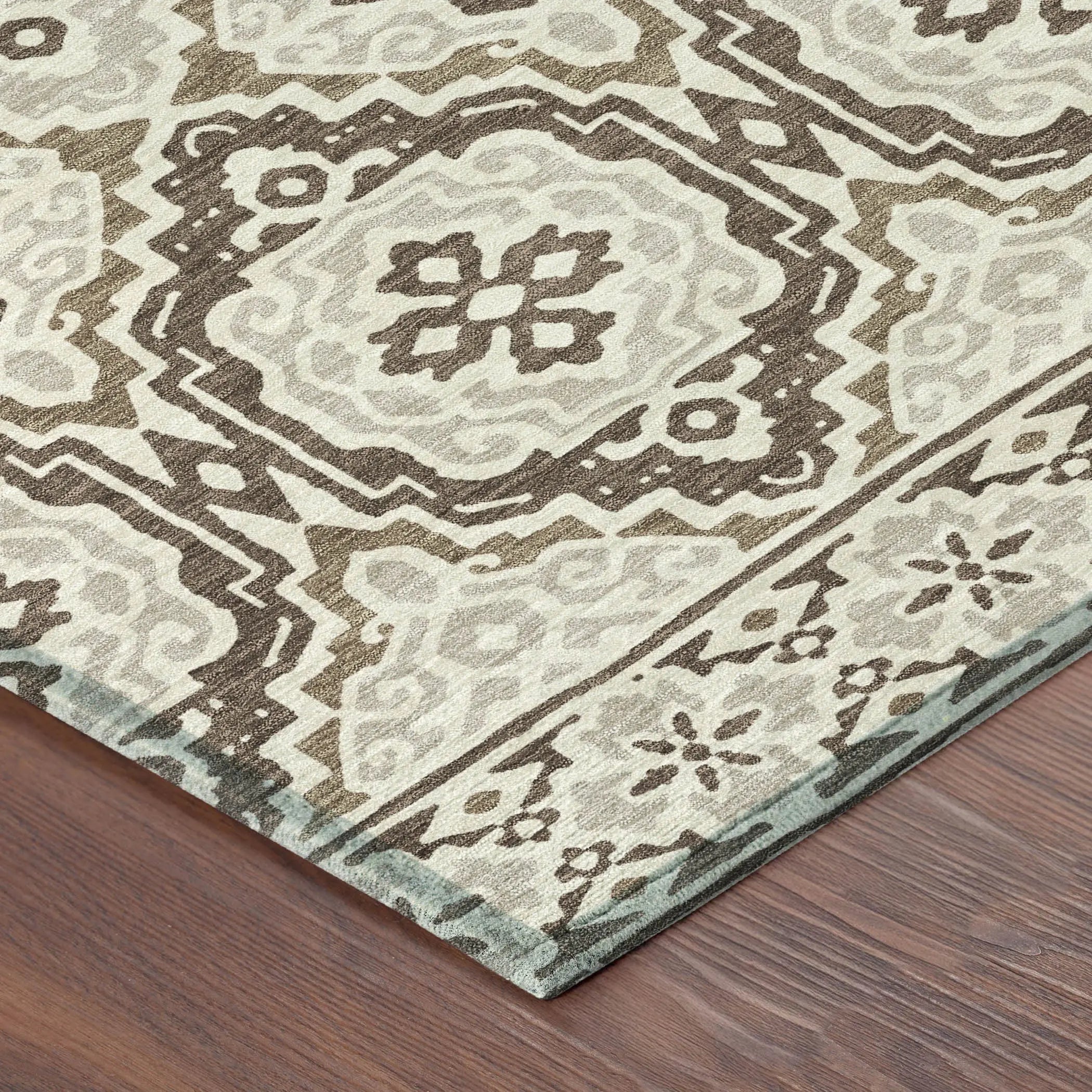 3' X 5' Coffee And Gray Tribal Washable Indoor Outdoor Area Rug Homeroots Outdoor