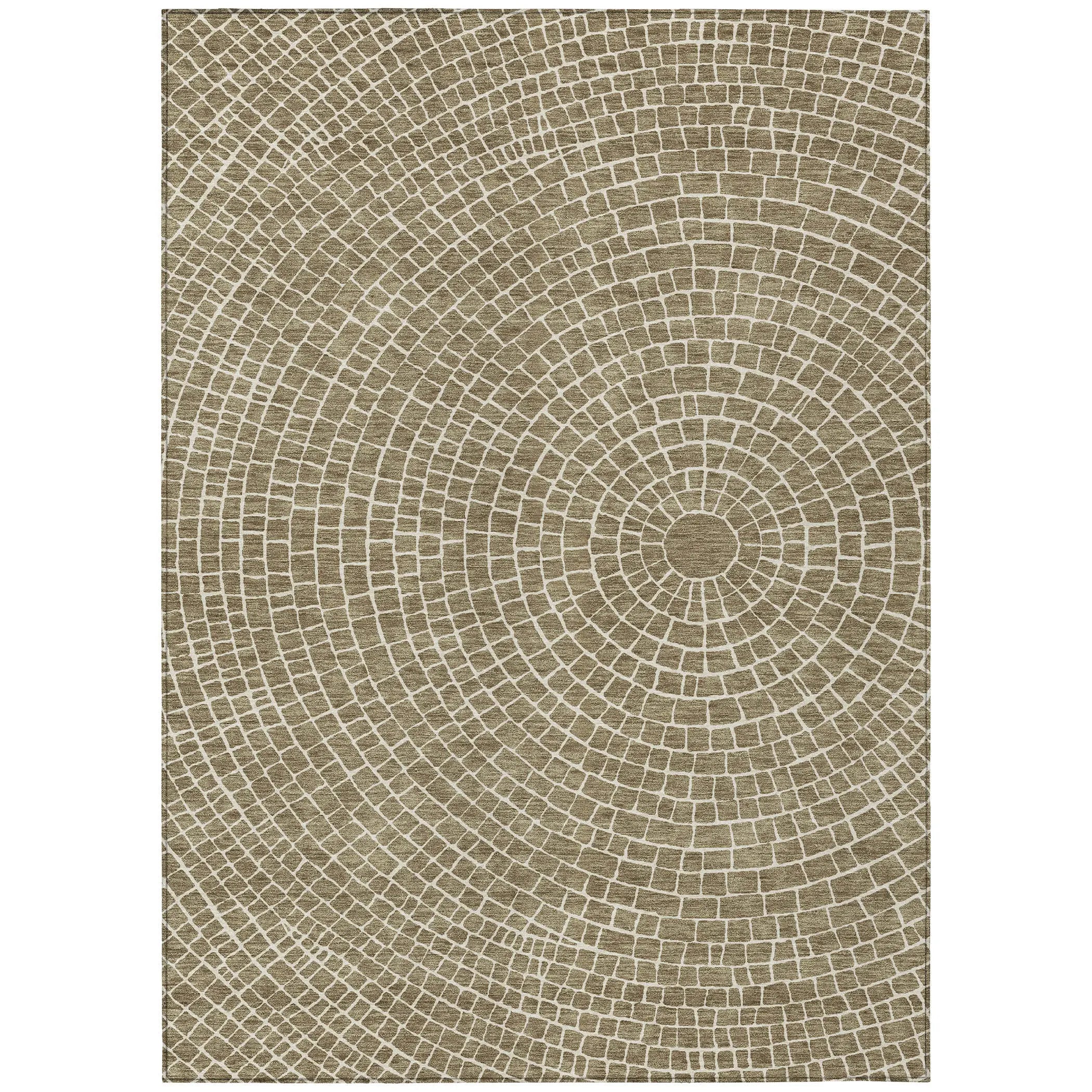 3' X 5' Coffee And Ivory Geometric Washable Indoor Outdoor Area Rug Homeroots Outdoor