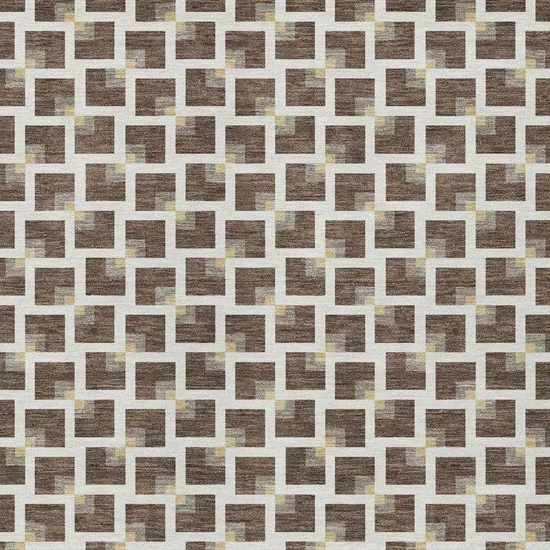 3' X 5' Coffee And Ivory Geometric Washable Indoor Outdoor Area Rug Homeroots Outdoor