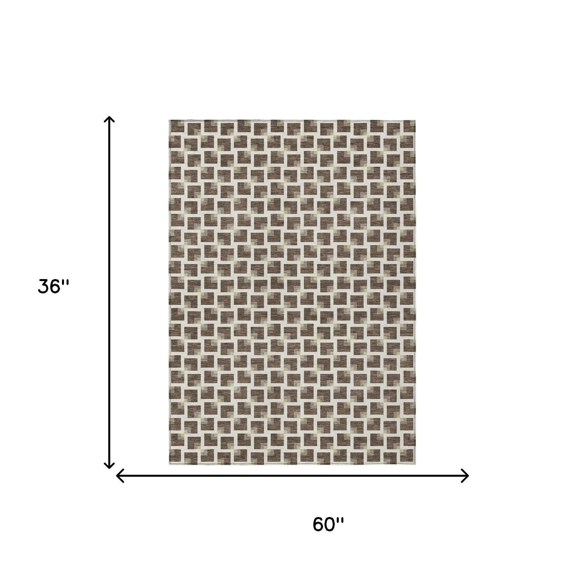 3' X 5' Coffee And Ivory Geometric Washable Indoor Outdoor Area Rug Homeroots Outdoor