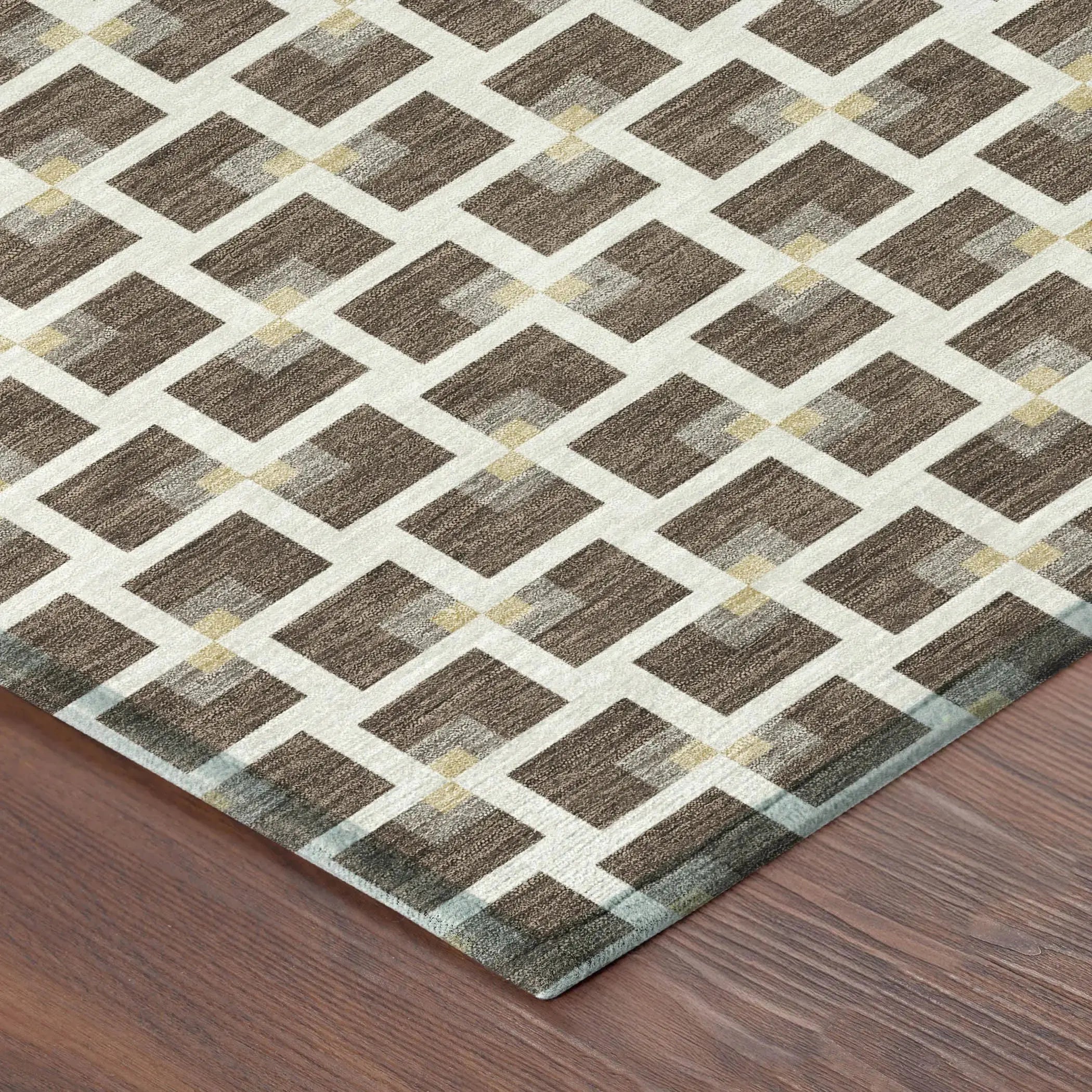 3' X 5' Coffee And Ivory Geometric Washable Indoor Outdoor Area Rug Homeroots Outdoor