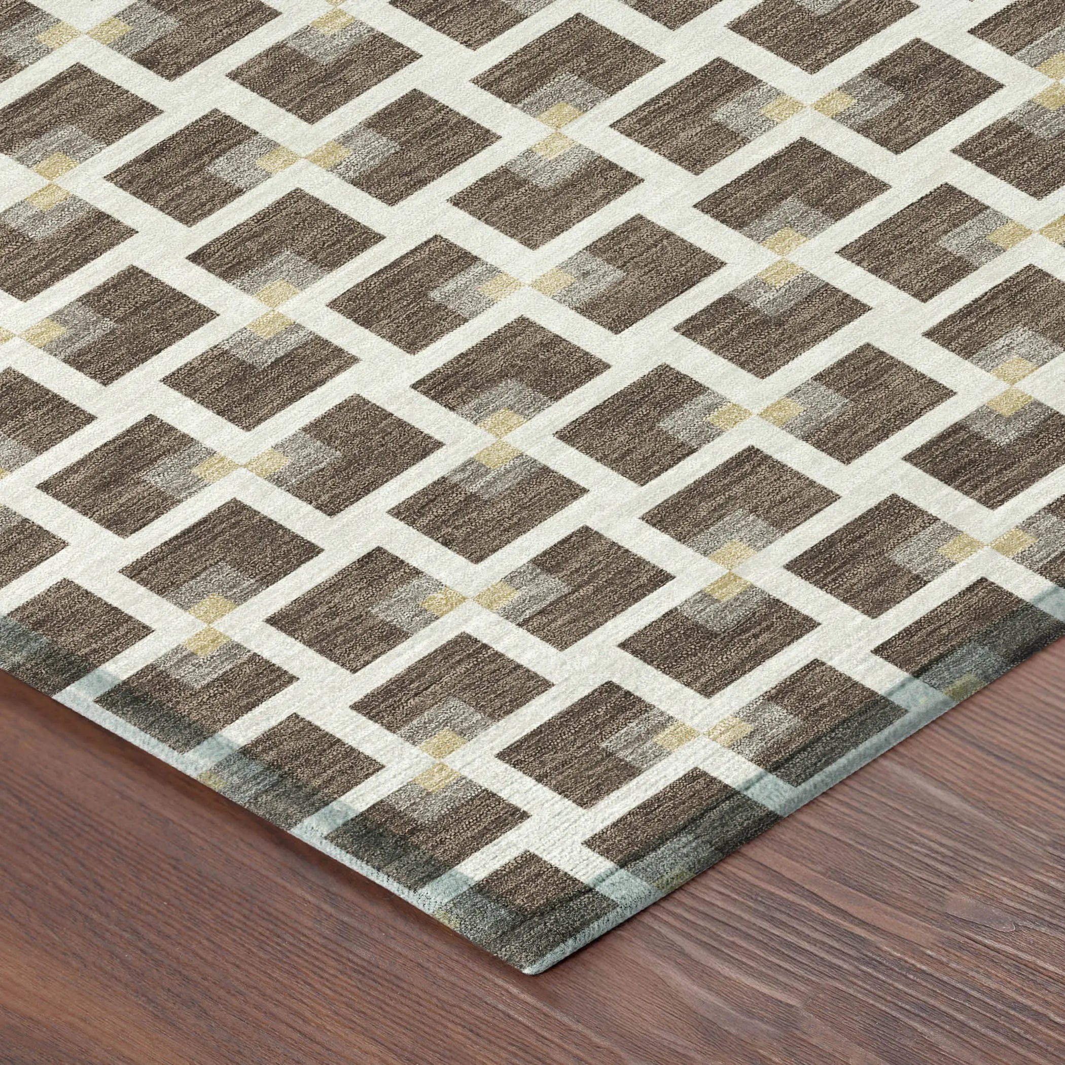 3' X 5' Coffee And Ivory Geometric Washable Indoor Outdoor Area Rug Homeroots Outdoor