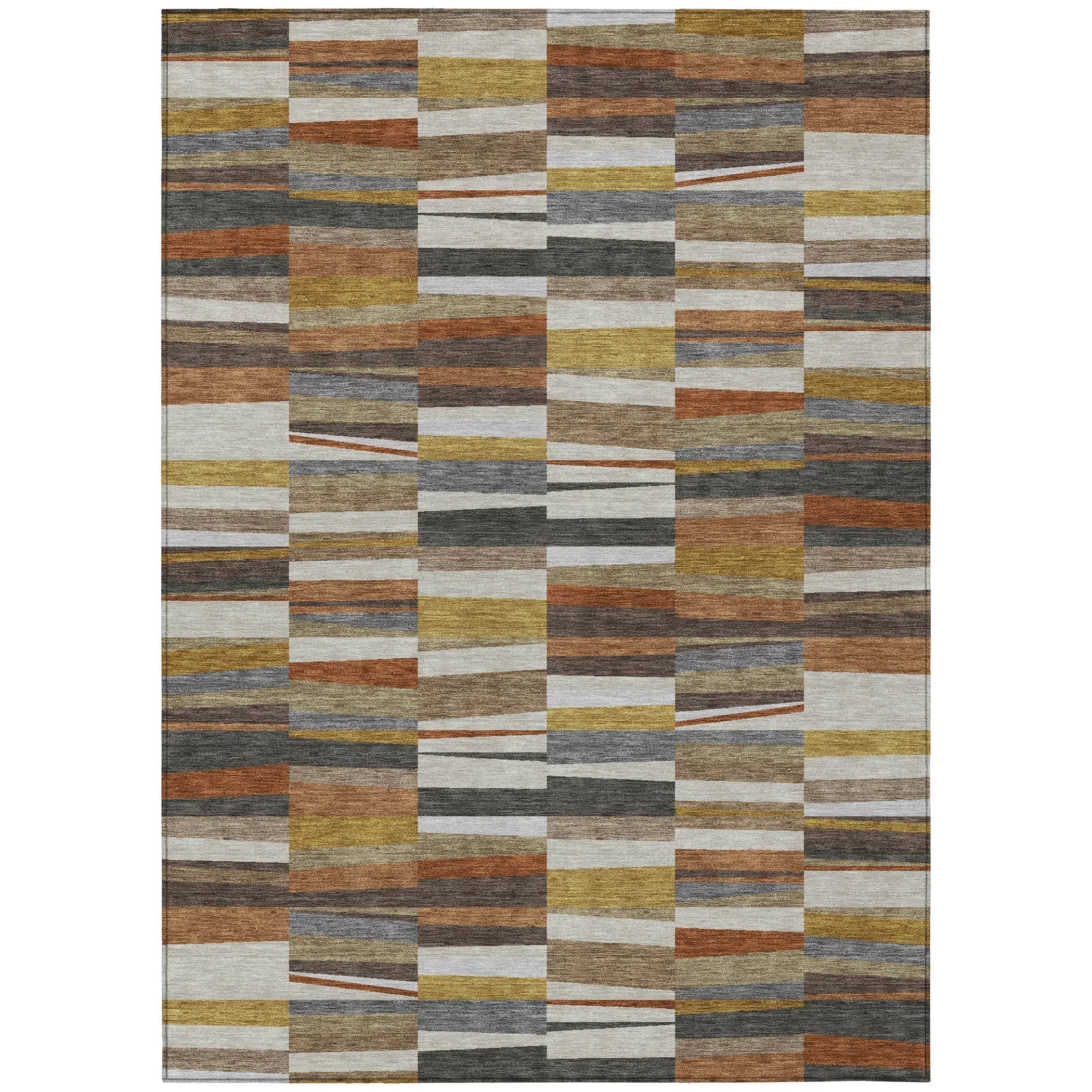 3' X 5' Coffee And Ivory Striped Washable Indoor Outdoor Area Rug Homeroots Outdoor