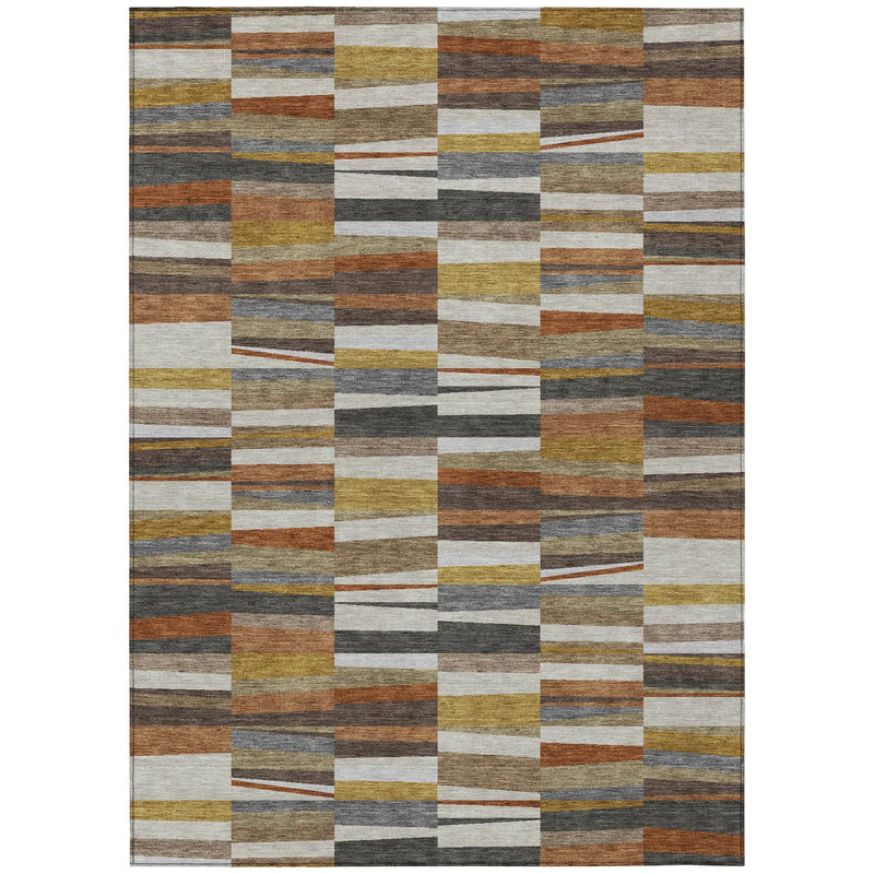 3' X 5' Coffee And Ivory Striped Washable Indoor Outdoor Area Rug Homeroots Outdoor