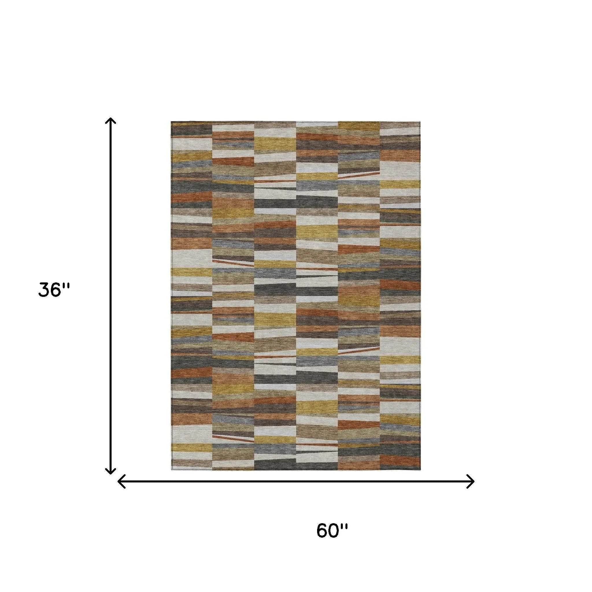 3' X 5' Coffee And Ivory Striped Washable Indoor Outdoor Area Rug Homeroots Outdoor