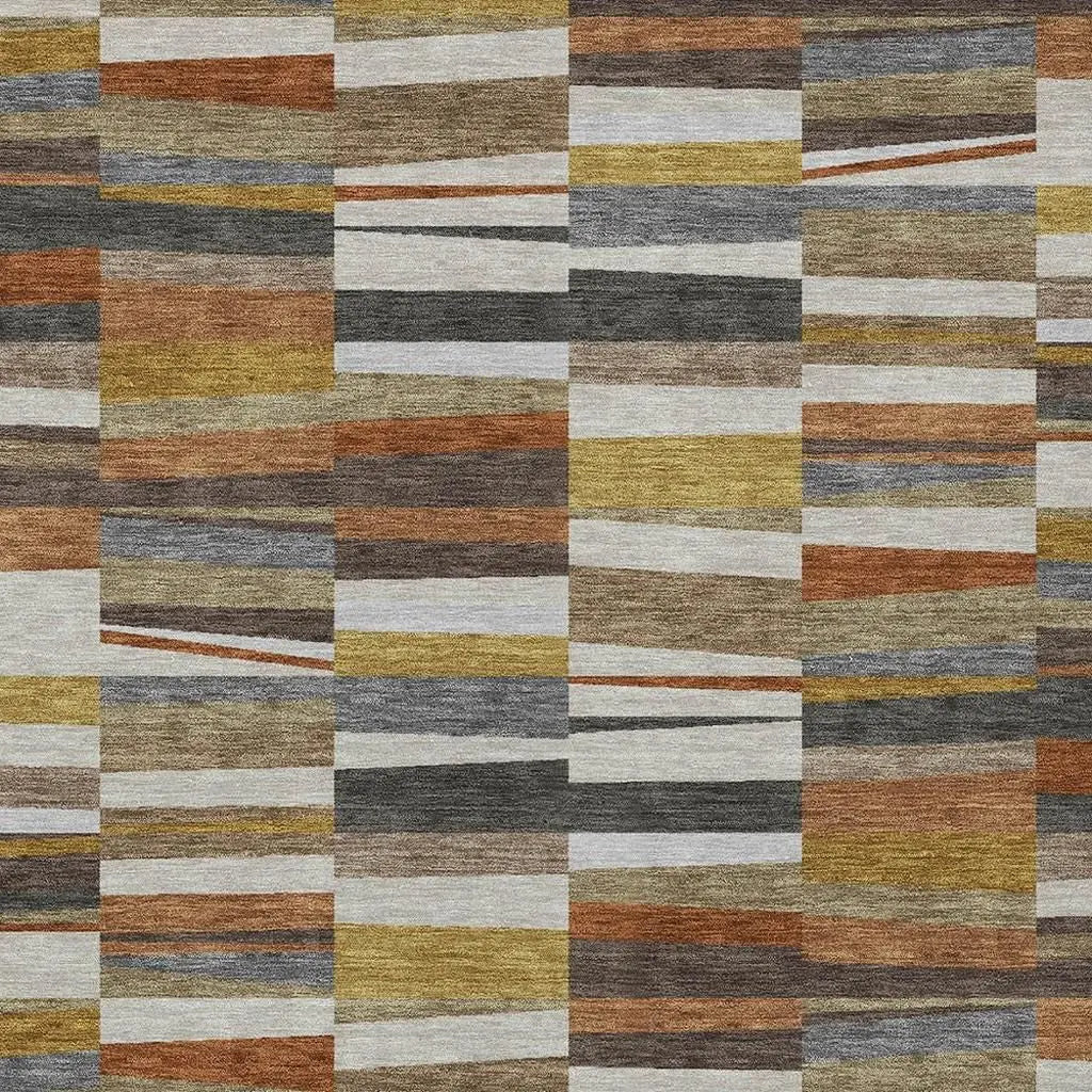 3' X 5' Coffee And Ivory Striped Washable Indoor Outdoor Area Rug Homeroots Outdoor