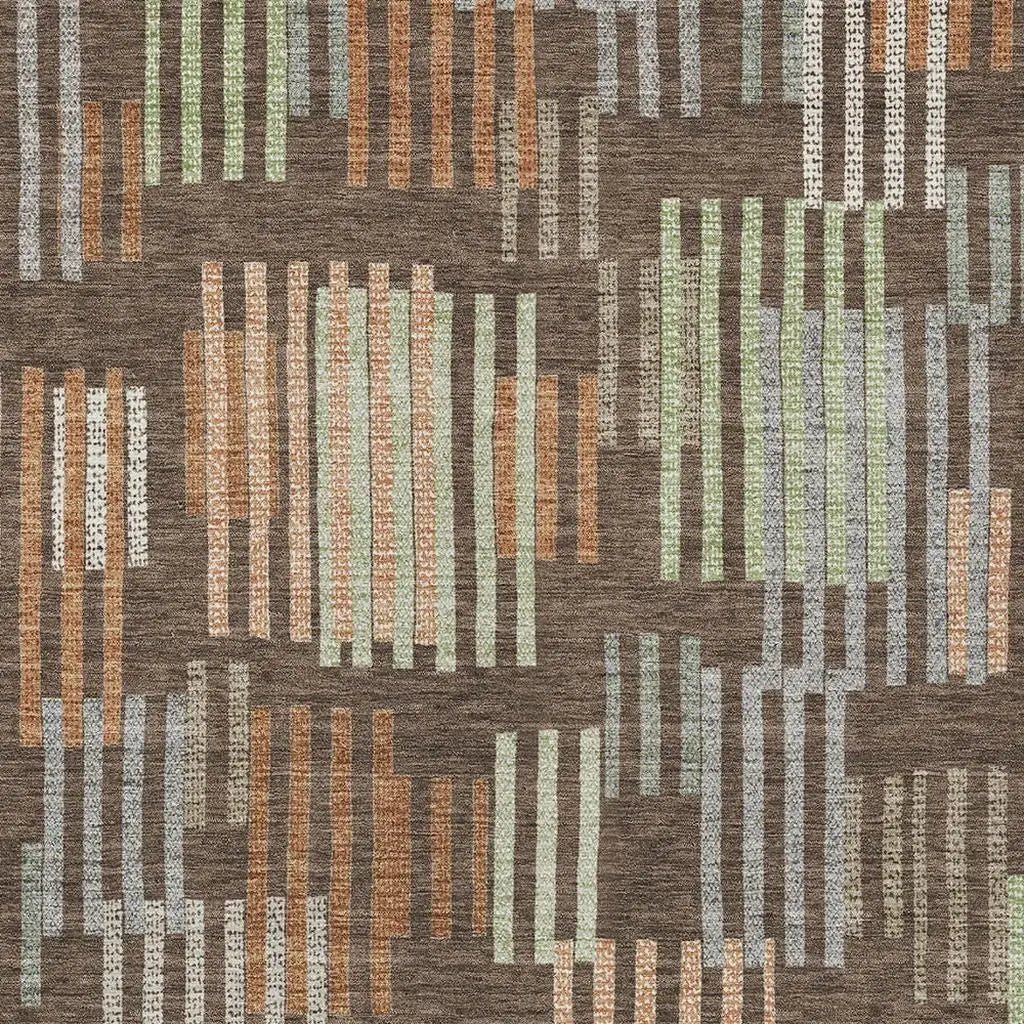 3' X 5' Coffee And Orange Striped Washable Indoor Outdoor Area Rug Homeroots Outdoor