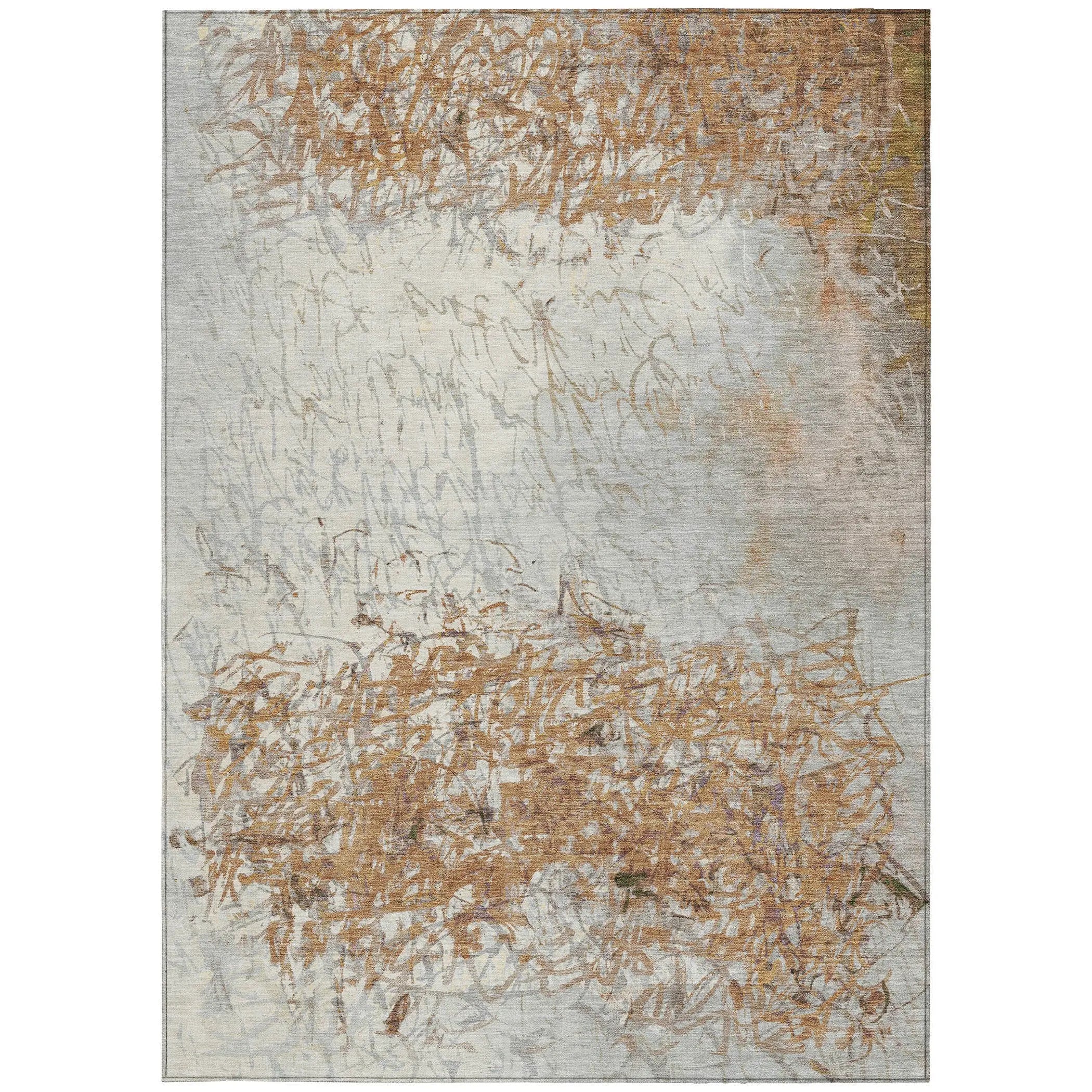 3' X 5' Copper And Beige Abstract Washable Indoor Outdoor Area Rug Homeroots Outdoor