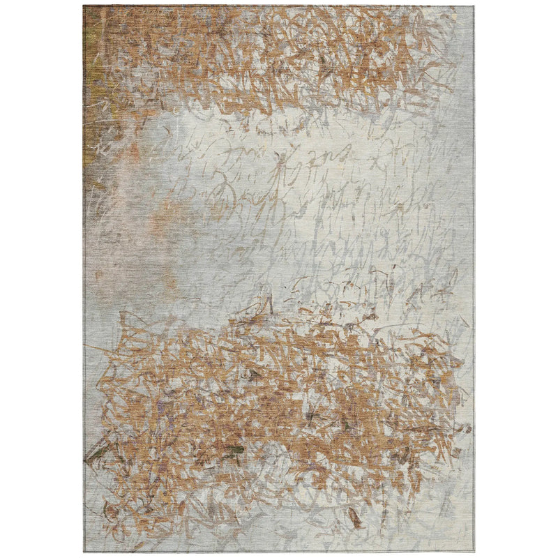 3' X 5' Copper And Beige Abstract Washable Indoor Outdoor Area Rug Homeroots Outdoor