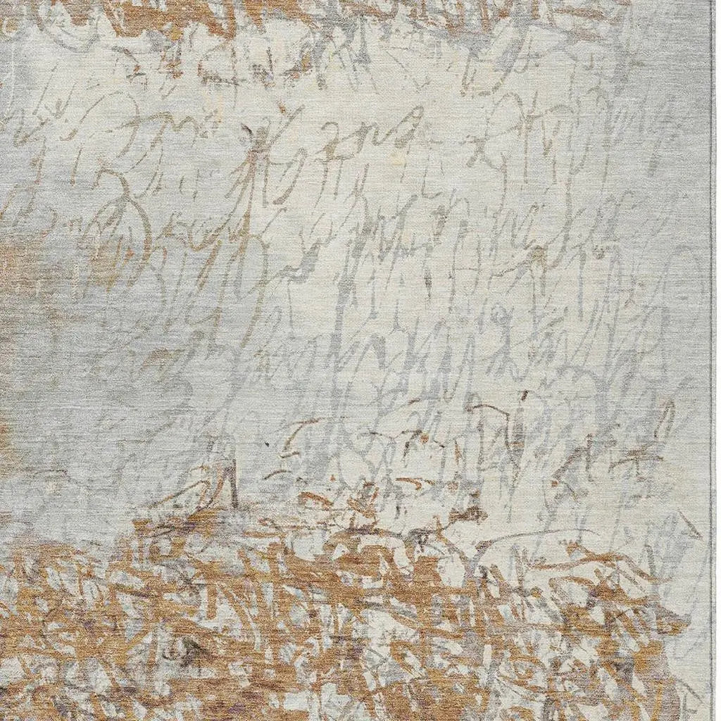 3' X 5' Copper And Beige Abstract Washable Indoor Outdoor Area Rug Homeroots Outdoor