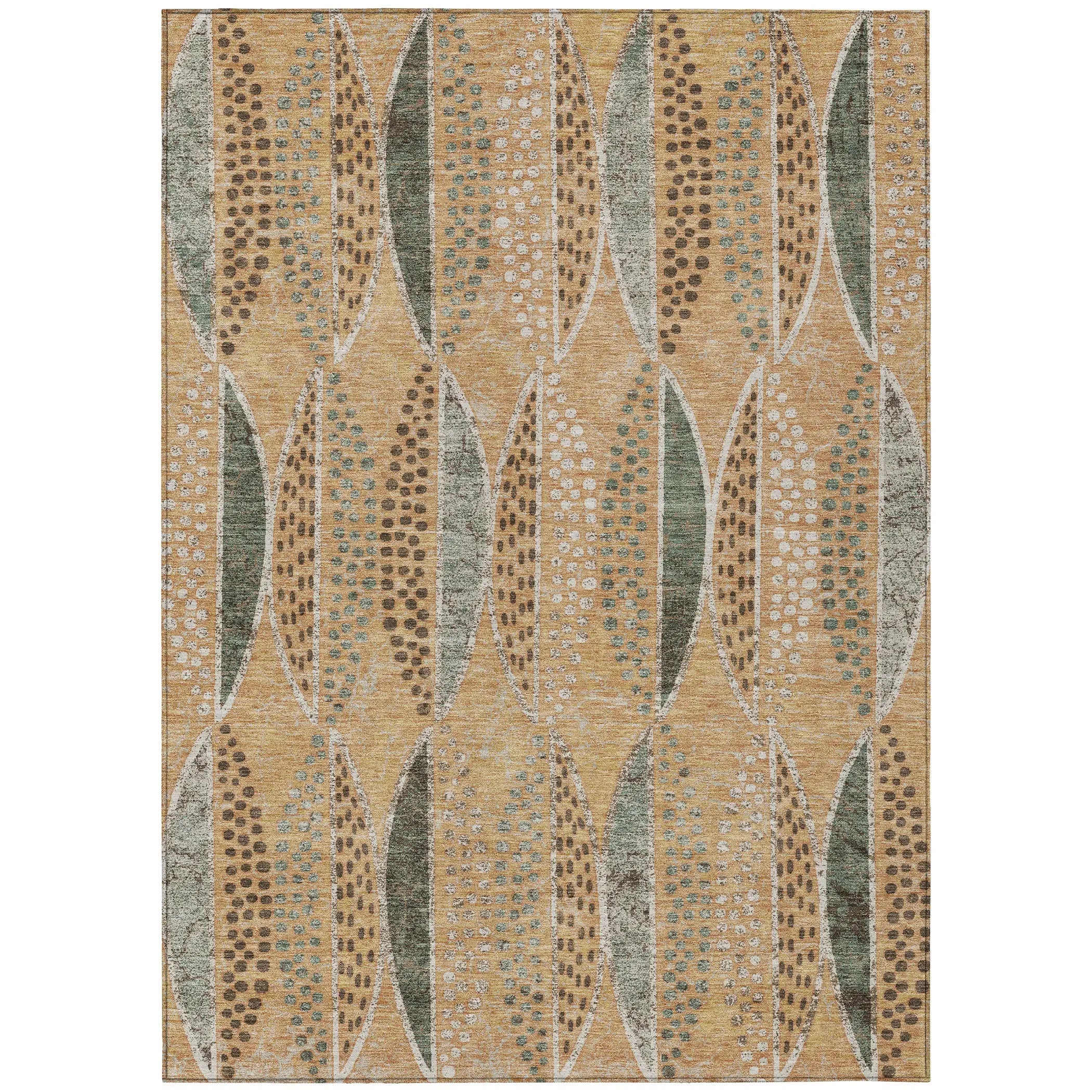 3' X 5' Copper And Beige Geometric Washable Indoor Outdoor Area Rug Homeroots Outdoor