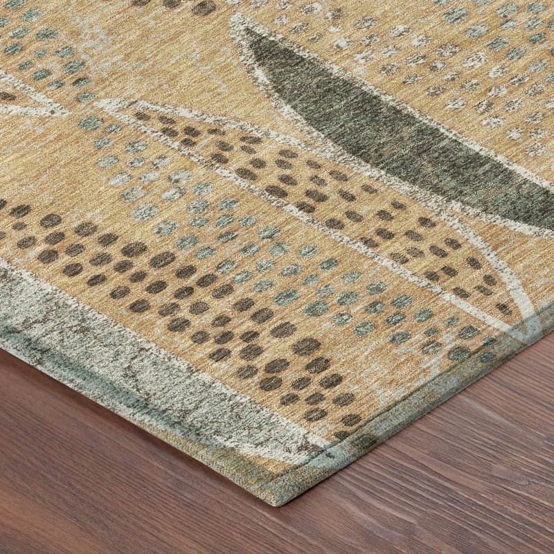 3' X 5' Copper And Beige Geometric Washable Indoor Outdoor Area Rug Homeroots Outdoor