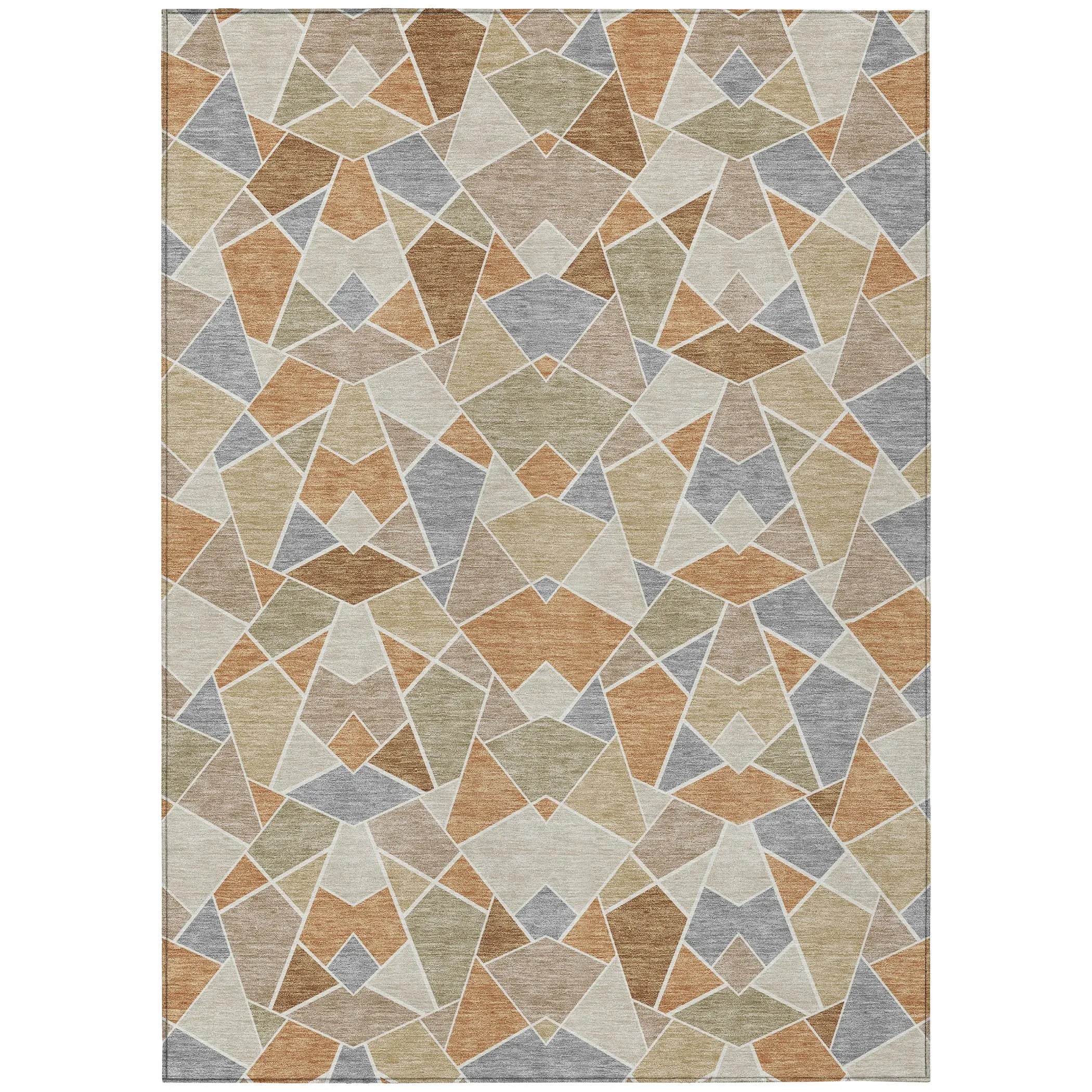 3' X 5' Copper And Beige Geometric Washable Indoor Outdoor Area Rug Homeroots Outdoor