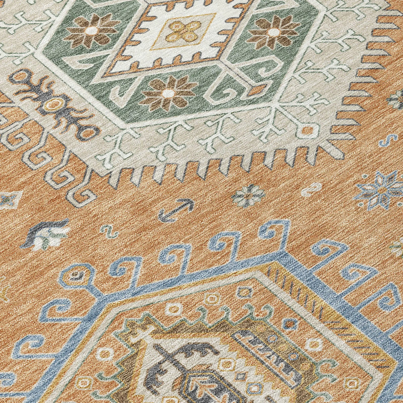 3' X 5' Copper And Beige Tribal Washable Indoor Outdoor Area Rug Homeroots Outdoor