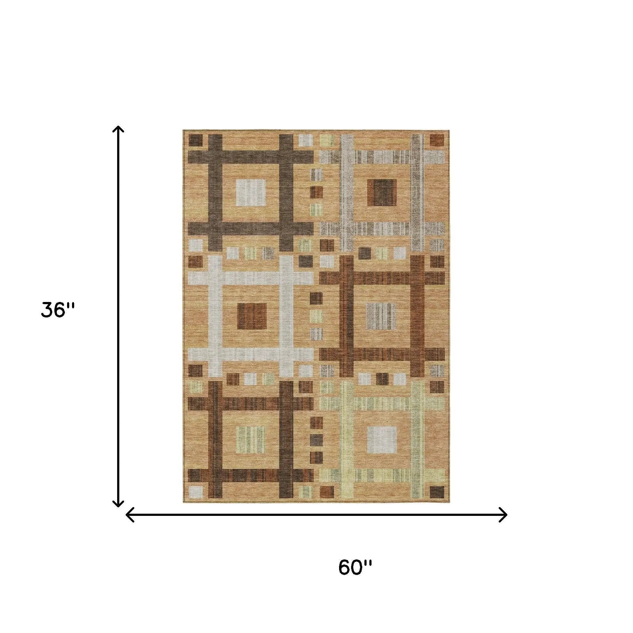 3' X 5' Copper And Brown Geometric Washable Indoor Outdoor Area Rug Homeroots Outdoor