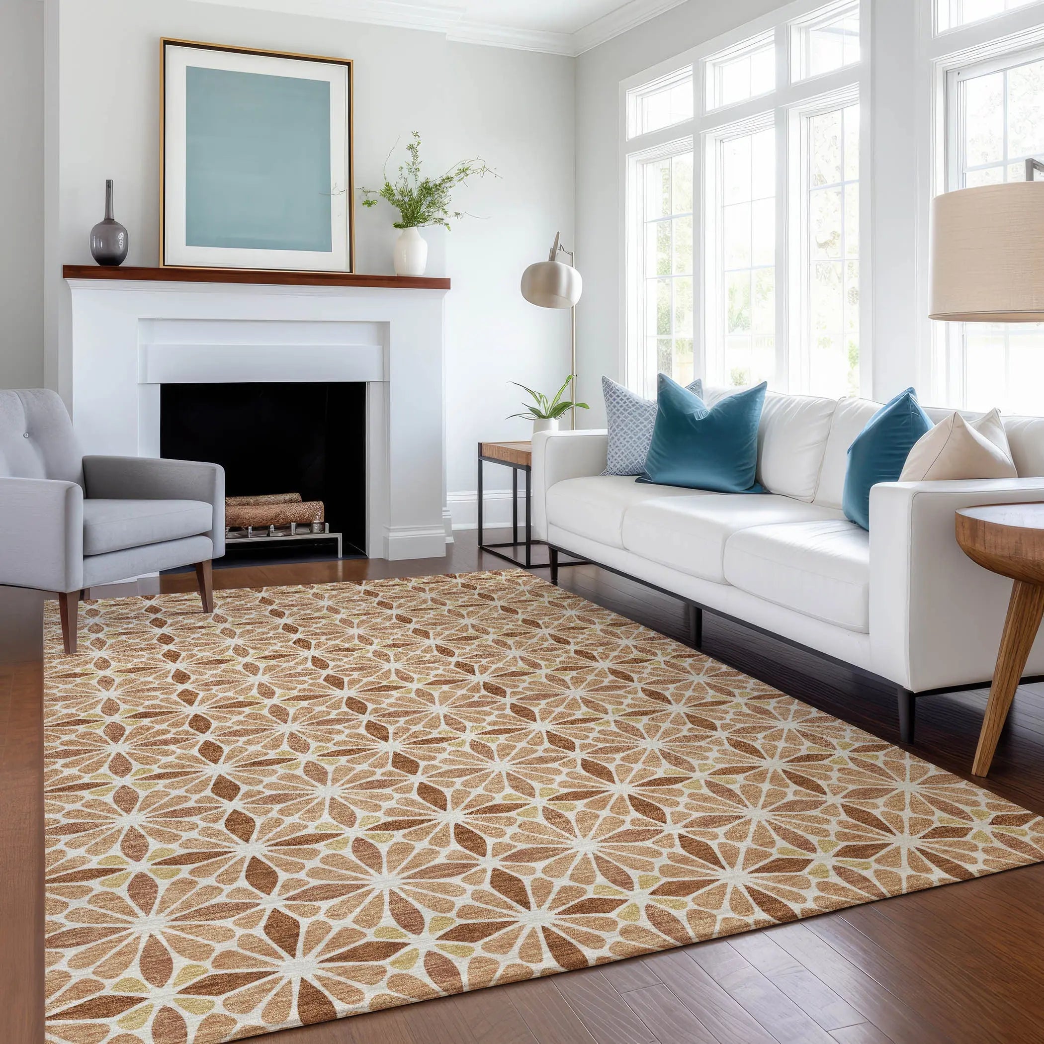 3' X 5' Copper And Gold Geometric Washable Indoor Outdoor Area Rug Homeroots Outdoor