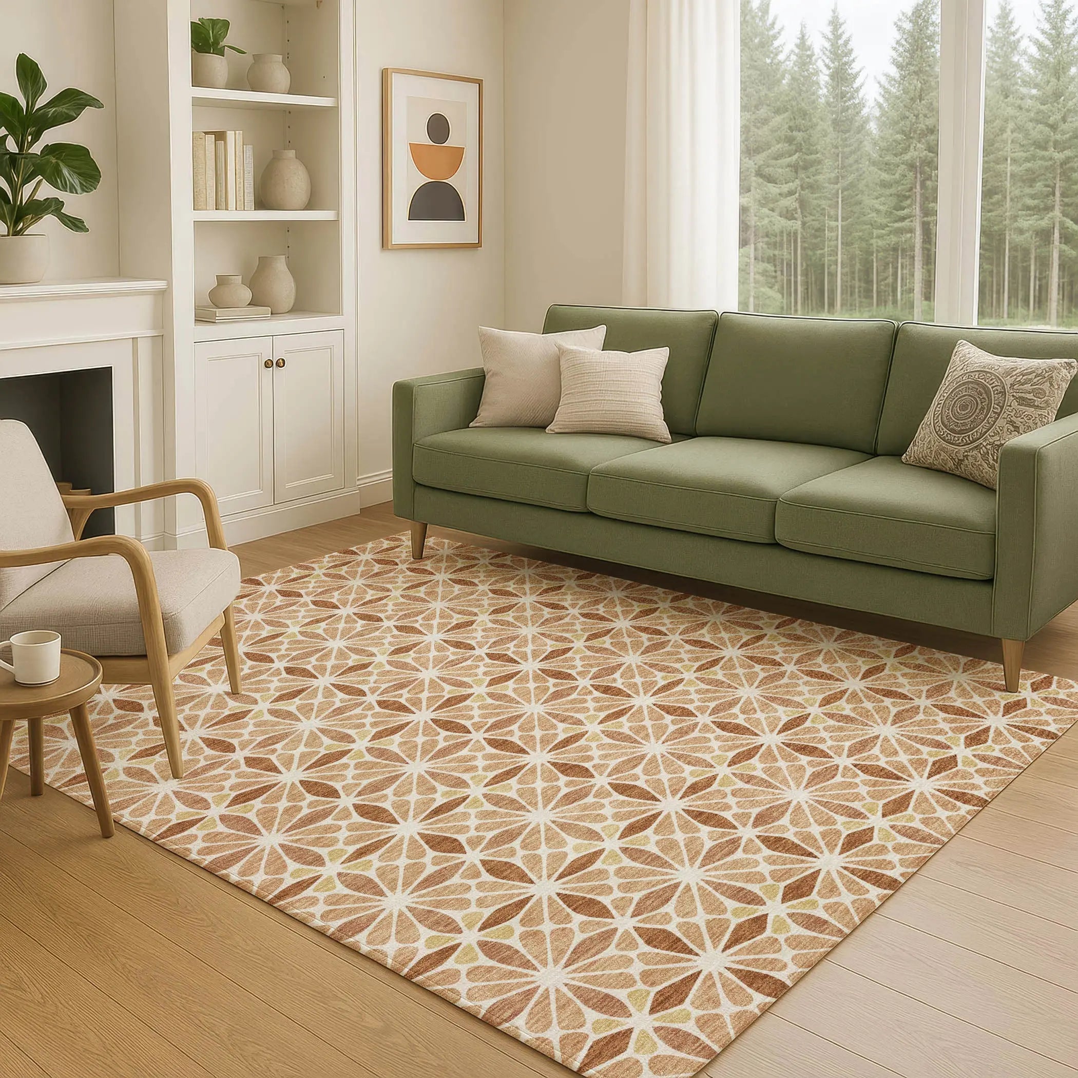 3' X 5' Copper And Gold Geometric Washable Indoor Outdoor Area Rug Homeroots Outdoor