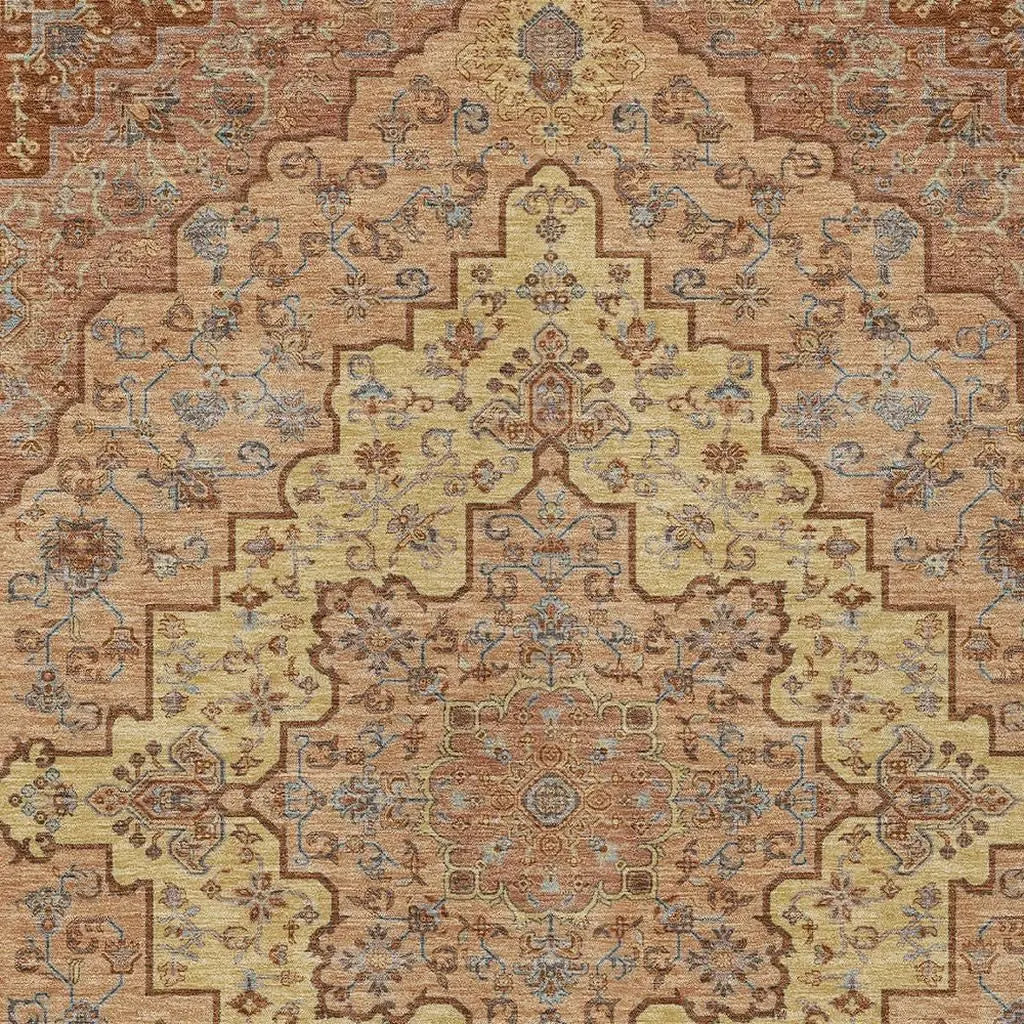 3' X 5' Copper And Gold Medallion Washable Indoor Outdoor Area Rug Homeroots Outdoor