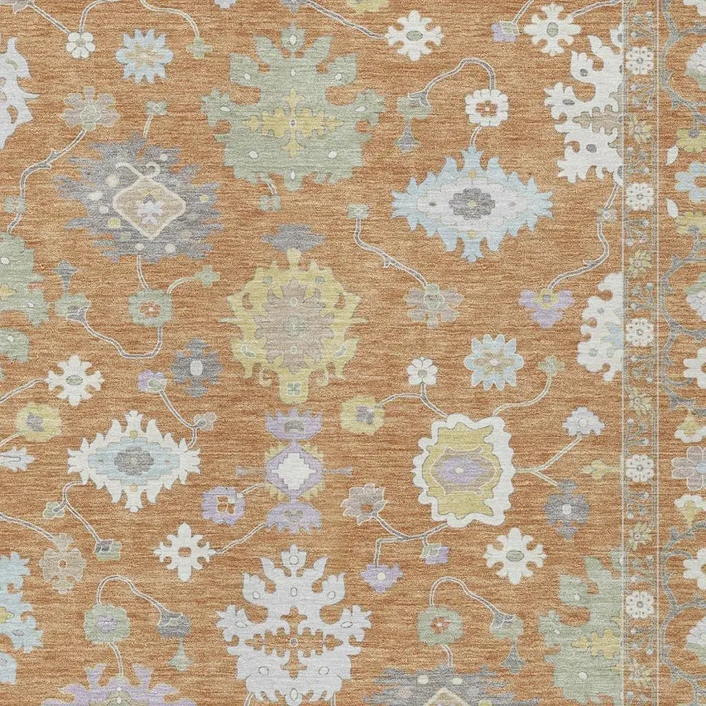 3' X 5' Copper And Gold Oriental Washable Indoor Outdoor Area Rug Homeroots Outdoor