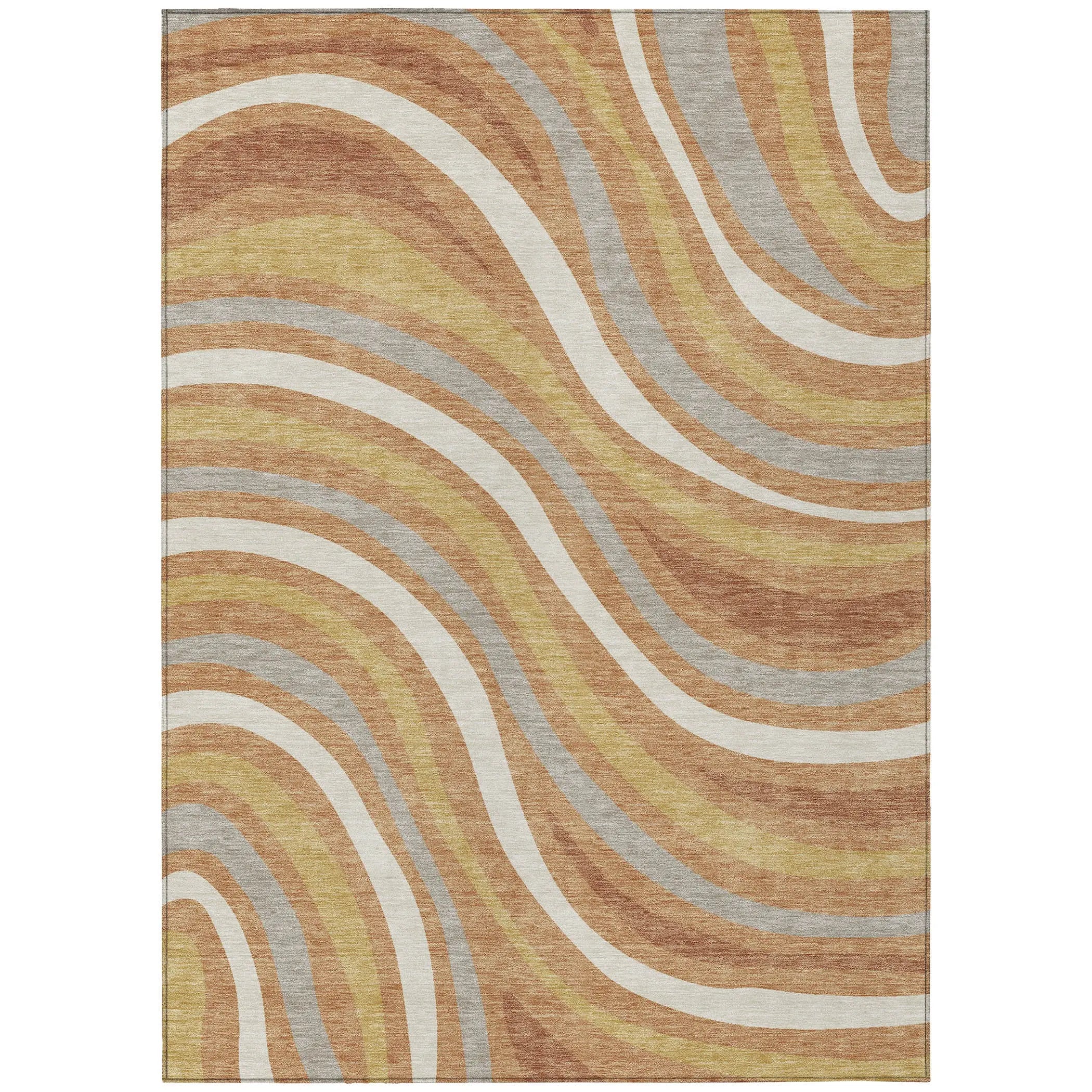 3' X 5' Copper And Gold Striped Washable Indoor Outdoor Area Rug Homeroots Outdoor