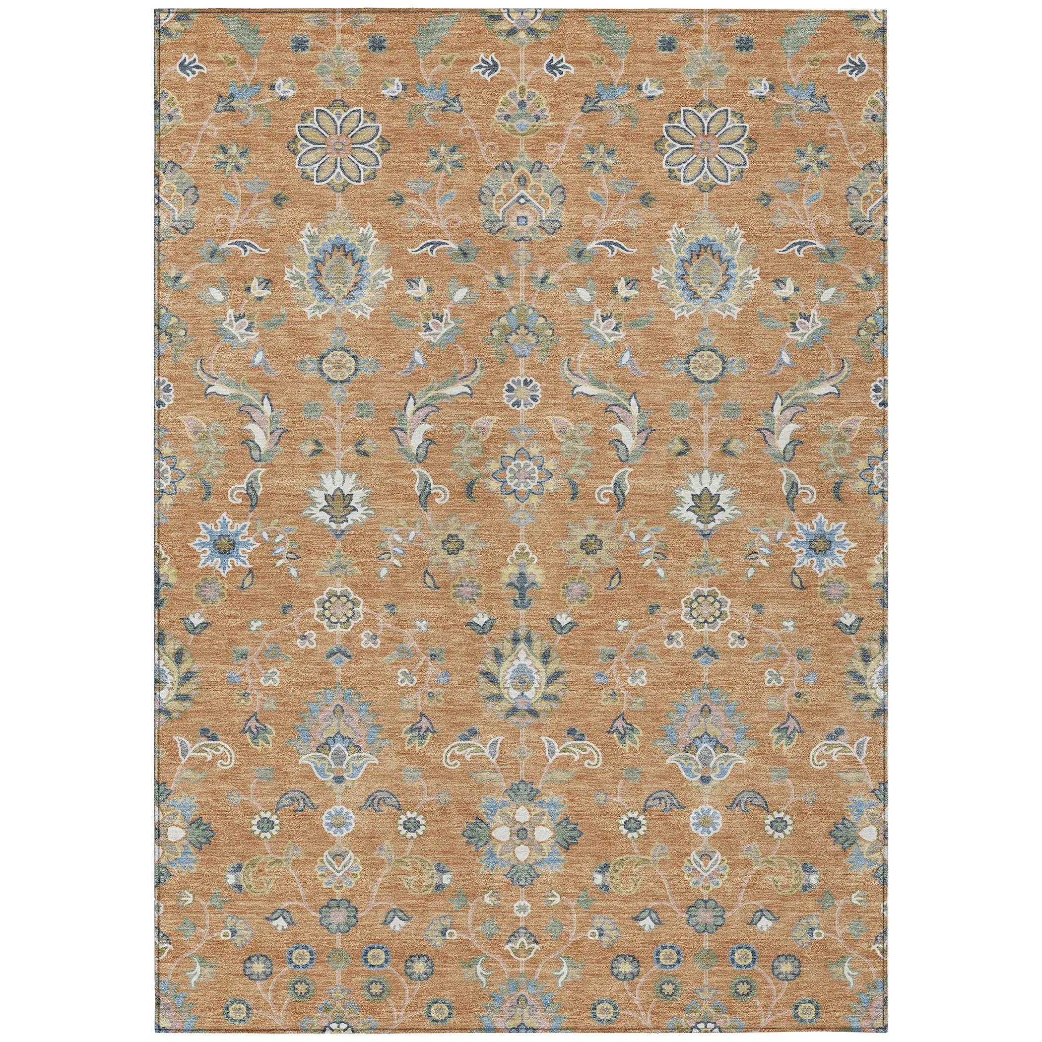 3' X 5' Copper And Green Abstract Washable Indoor Outdoor Area Rug Homeroots Outdoor