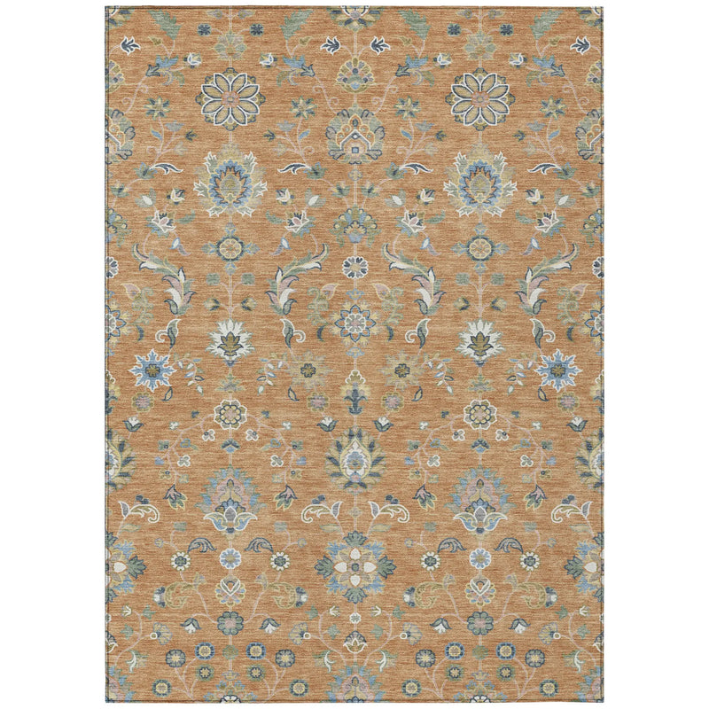 3' X 5' Copper And Green Abstract Washable Indoor Outdoor Area Rug Homeroots Outdoor