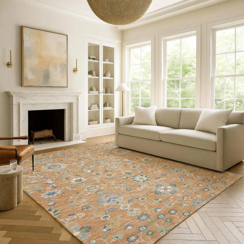 3' X 5' Copper And Green Abstract Washable Indoor Outdoor Area Rug Homeroots Outdoor
